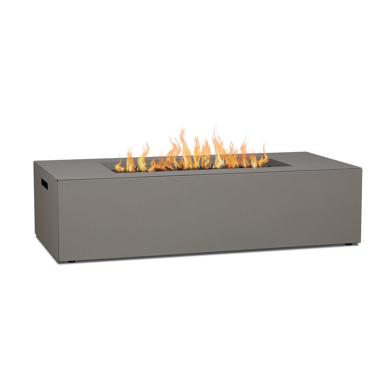 Covewood 58 Inch Rectangular Aluminum Propane Fire Pit Table w/ Hidden Propane Tank in Cloud Gray by BBQGuys Signature - White Background thumbnail