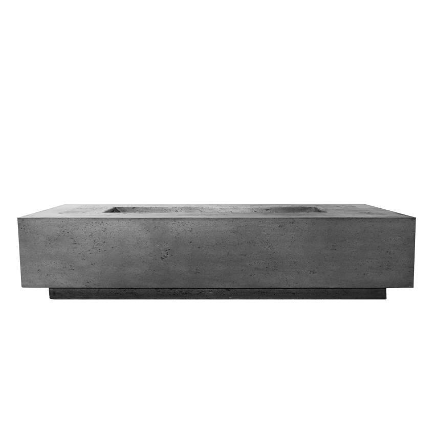 Tavola 72-in Rectangular GFRC Propane Fire Pit in Pewter by Prism Hardscapes