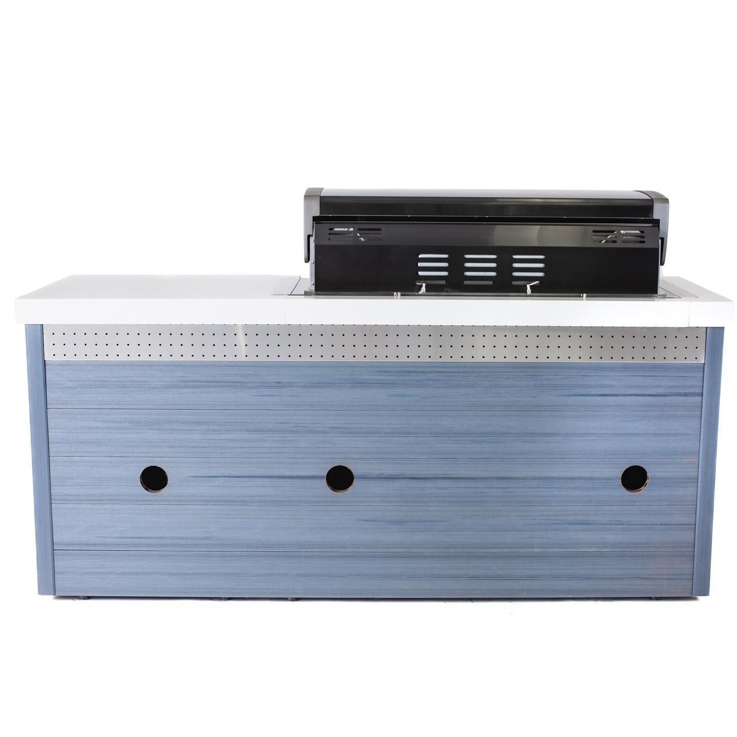 Mont Alpi MA805-AWBSS 6-Burner Black Stainless Steel Art-Wood Propane Island Grill - Back View - White Background thumbnail