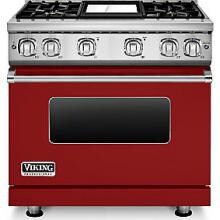 Viking Professional 7 Series 36-Inch 4-Burner Natural Gas Range With Griddle - Apple Red - VGR73614GAR image