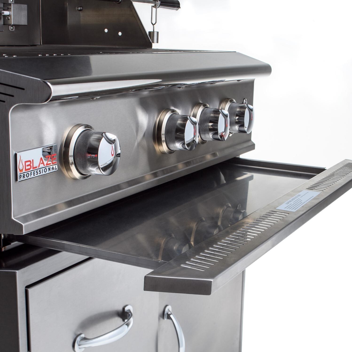 Blaze BLZ-3PRO-LP Professional LUX 34-Inch 3-Burner Built-In Propane Gas Grill With Rear Infrared Burner - Roll-Out Drip Tray thumbnail
