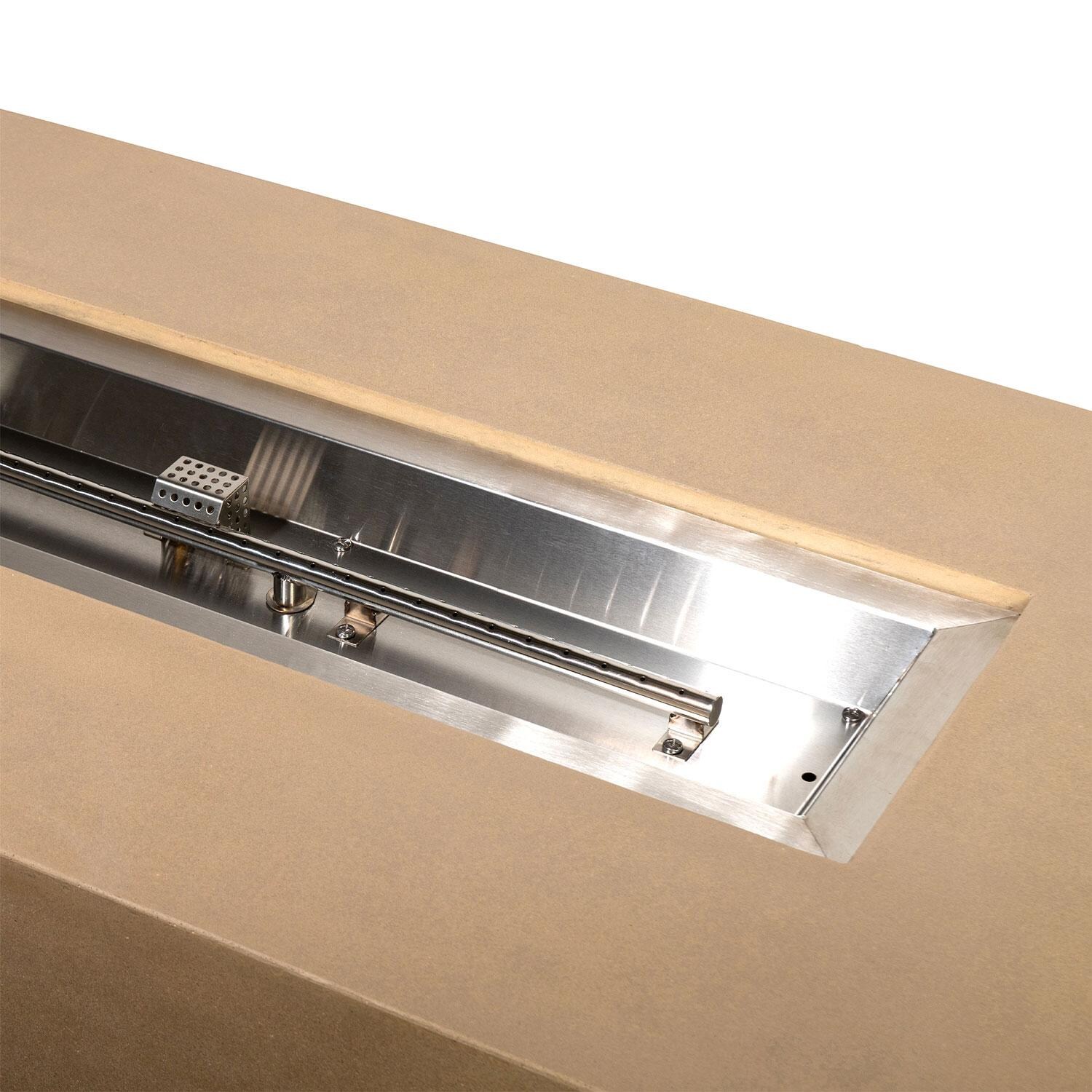 Glenwood 55-in Rectangular Concrete Natural Gas Fire Pit in Sand by Lakeview Outdoor Designs - Burner - Detail thumbnail