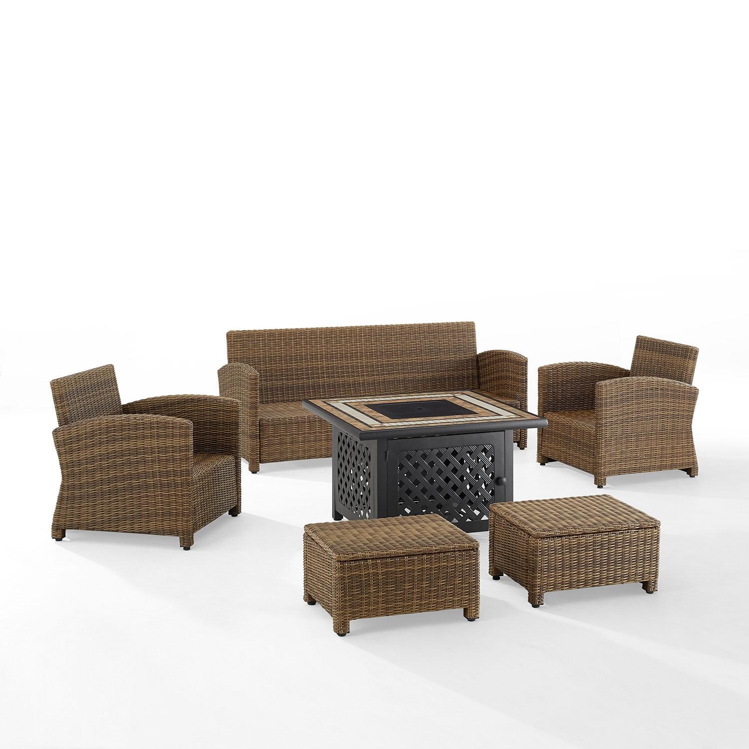 Ultimate Patio UP-92417WB-NV 6Pc Wicker Outdoor Sofa Set in Navy - Cushions Removed - White Background thumbnail