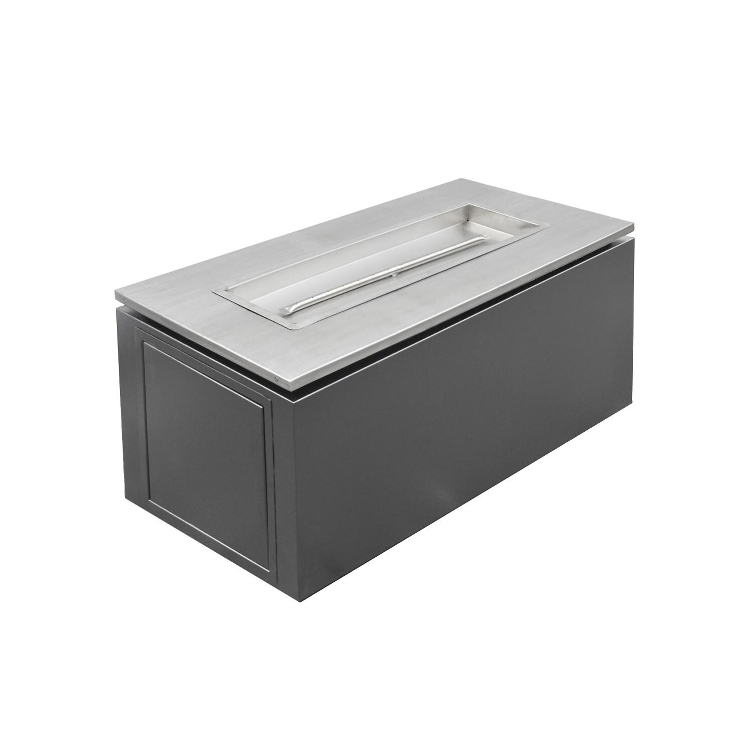 Merona 46 Inch Rectangular Powder Coated Steel Propane Fire Pit w/ Glow Plug in Gray by The Outdoor Plus