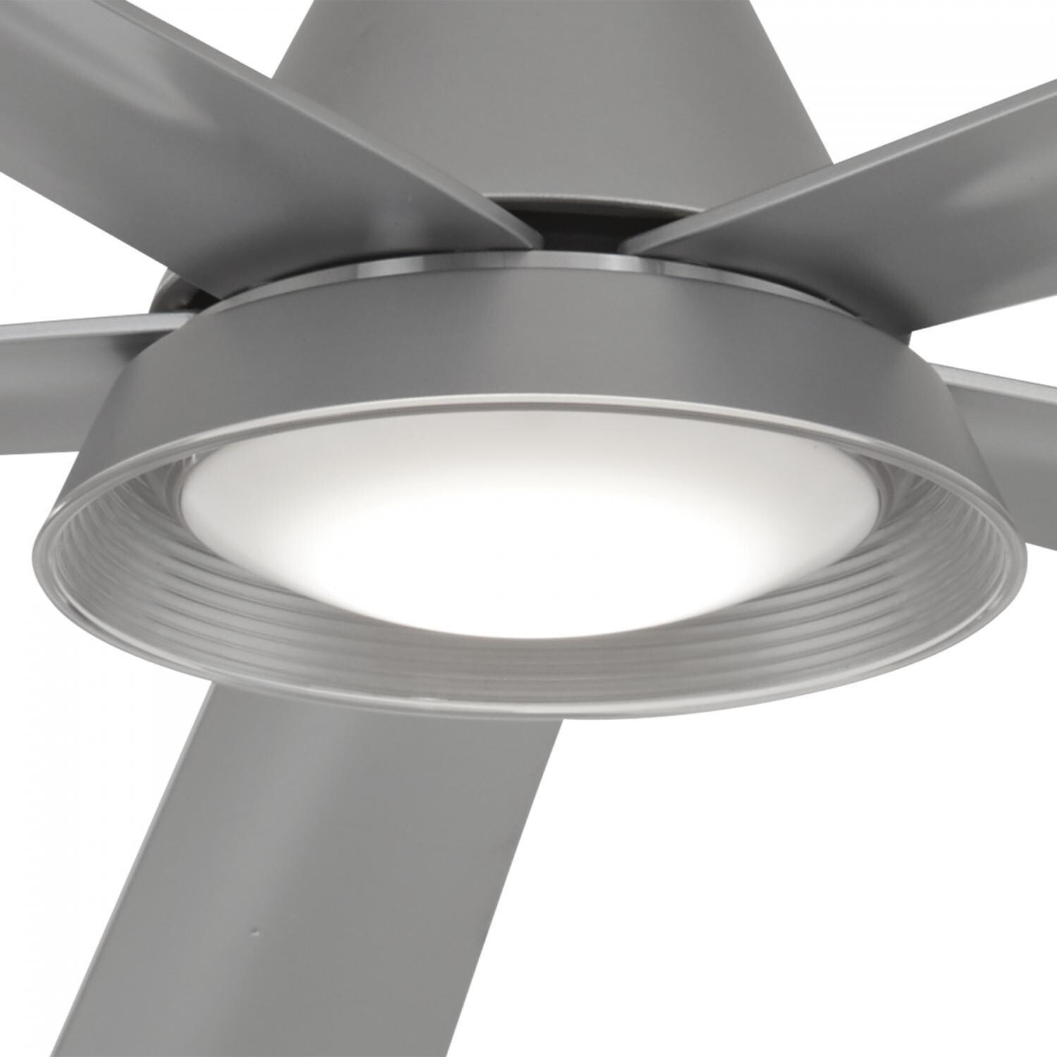 Minka-Aire F541L-SL Cone 54-Inch Convertible Blade LED Ceiling Fan in - Silver Finish w/ - Silver Blades - & Etched Lens - Closeup thumbnail