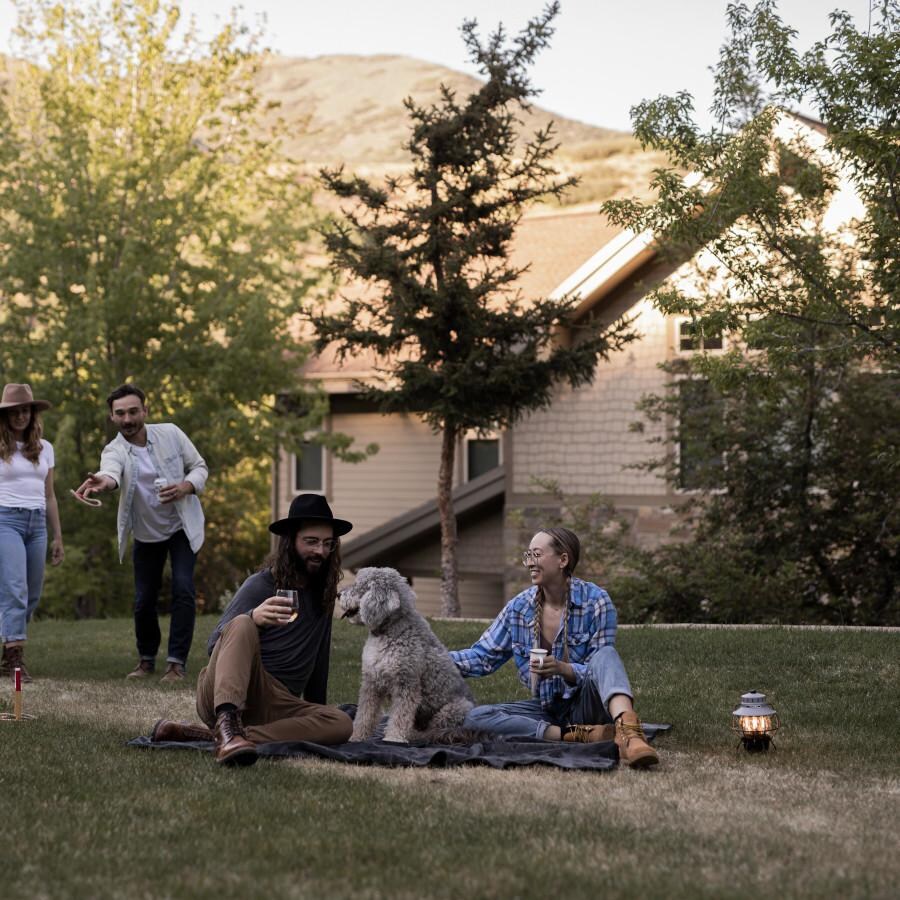 Barebones Living LIV-182 Railroad Lantern - Slate Gray - Flame On Seated Group thumbnail