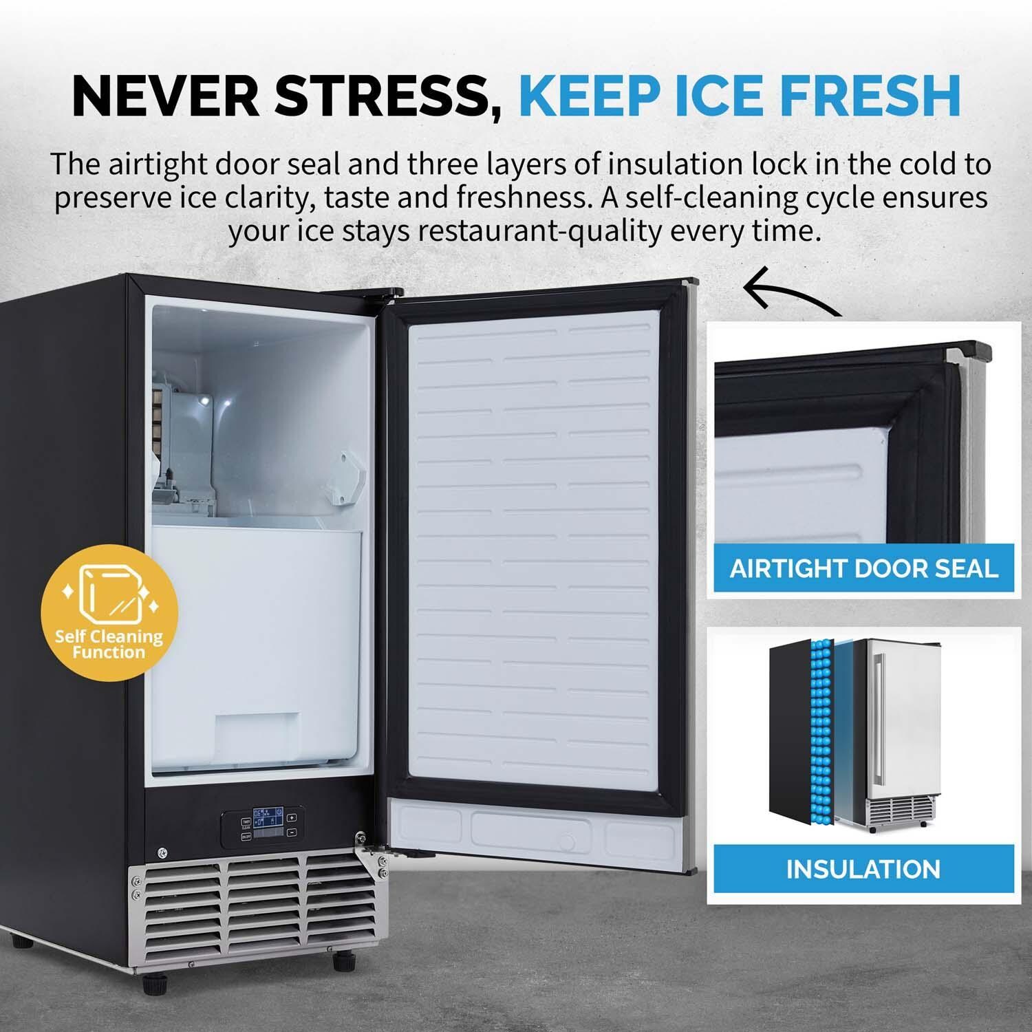 NewAir NCI080SS00 15 Inch 80 Lb.Right Hinge Ice Maker - Air Tight Seal and Insulation - Detail thumbnail