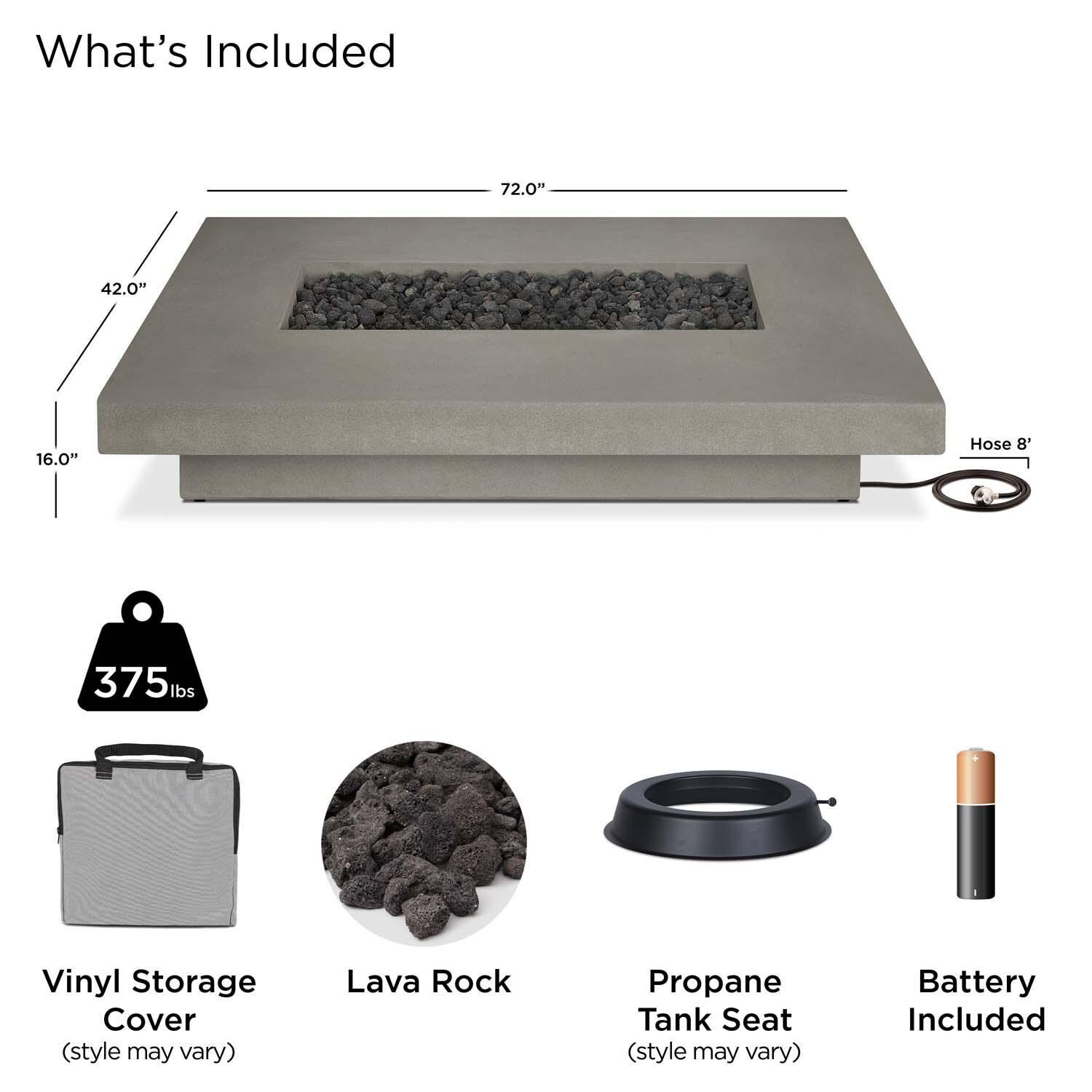 Hickory Bay 72 Inch Rectangular Glass Fiber Reinforced Concrete Propane Fire Pit Table in Flint by BBQGuys Signature - Included thumbnail