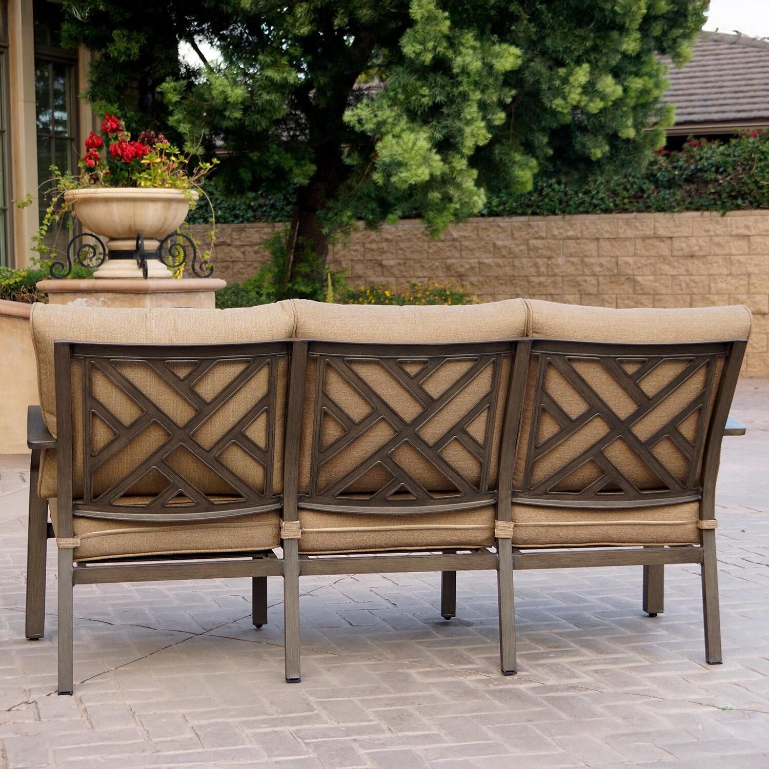 Brooklyn 2 Pc Aluminum Seating Set in Multi-brown/Sesame by Darlee - Sofa Back View - Lifestyle thumbnail
