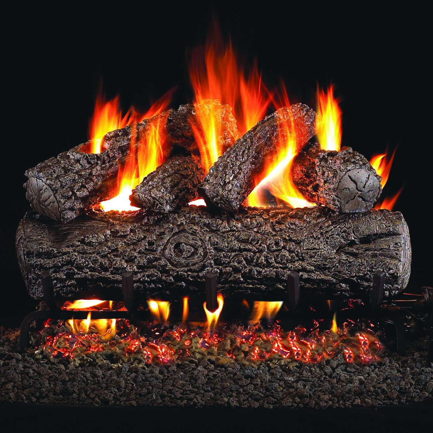 Peterson Real Fyre 18-Inch Post Oak Outdoor Gas Log Set With Vented Natural Gas Stainless G45 Burner - Match Light