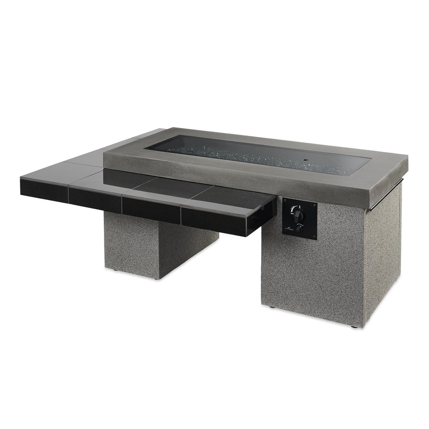 Lakeview Outdoor Designs Emfield Linear Gas Fire Pit Table - Black - Includes Grey Glass Burner Cover - White Background thumbnail
