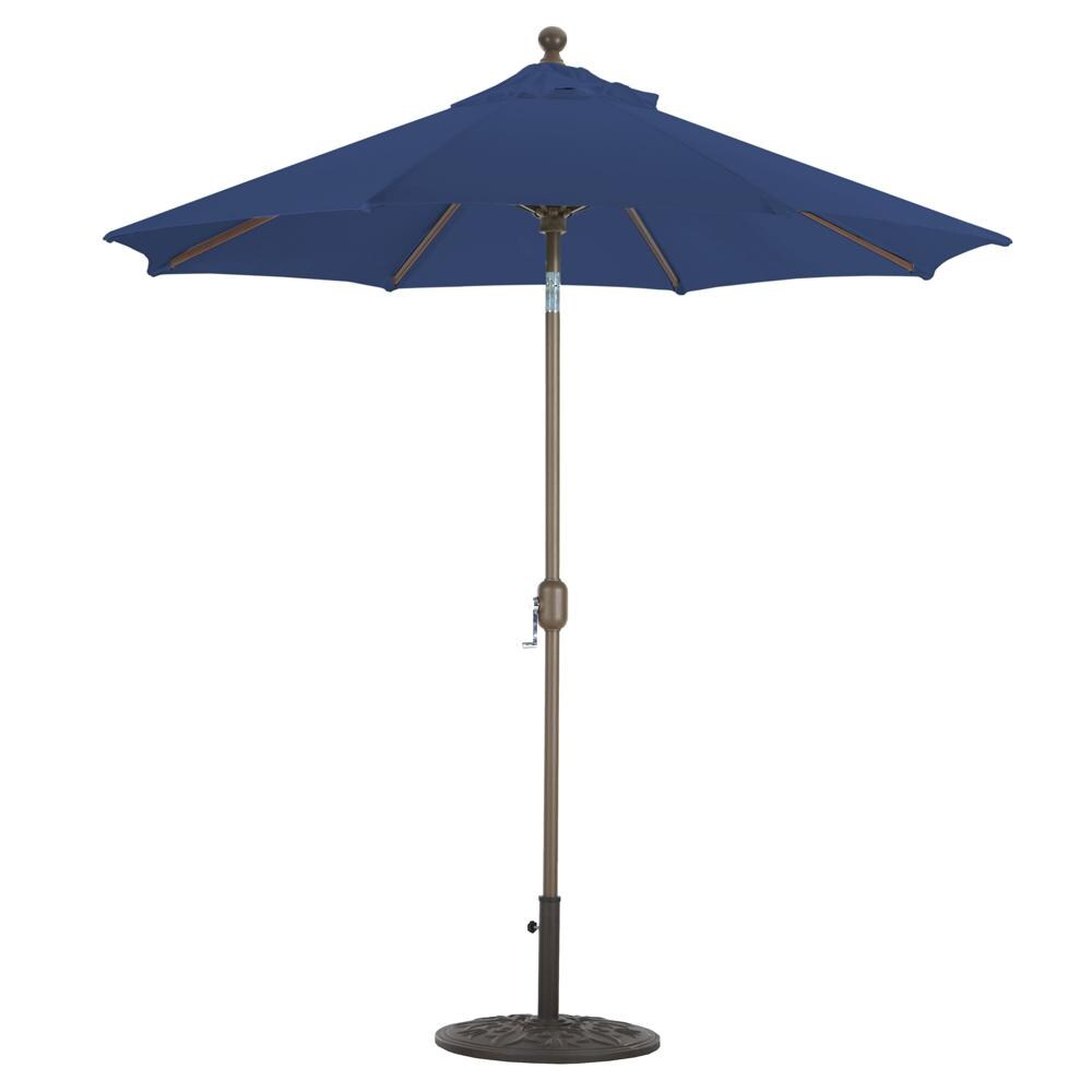 Galtech 7.5 Ft. Octagonal Aluminum Patio Market Umbrella W/ Crank Lift And Deluxe Auto Tilt - Antique Bronze Frame W/ Sunbrella Canvas Navy Canopy