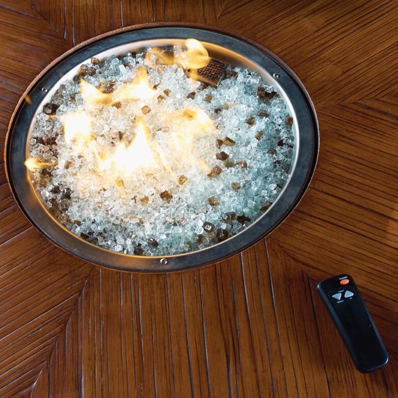 Tommy Bahama 3120-920FG Ocean Club Resort Patio Propane Fire Pit Table W/ Weatherstone Top & Remote Control - Fire Close Up Detail thumbnail