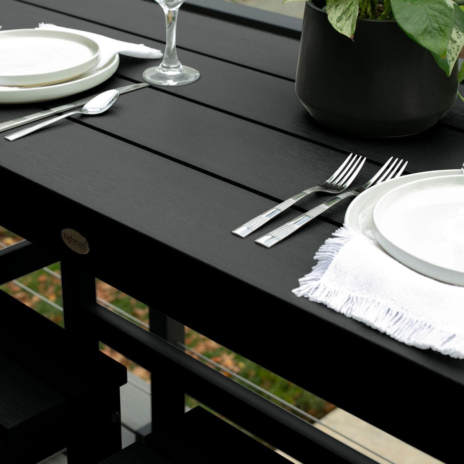 Lakeview Audubon 3 Pc Recycled Plastic Counter Height Balcony Dining Bar Set in Black - Table Up Close - Detail thumbnail