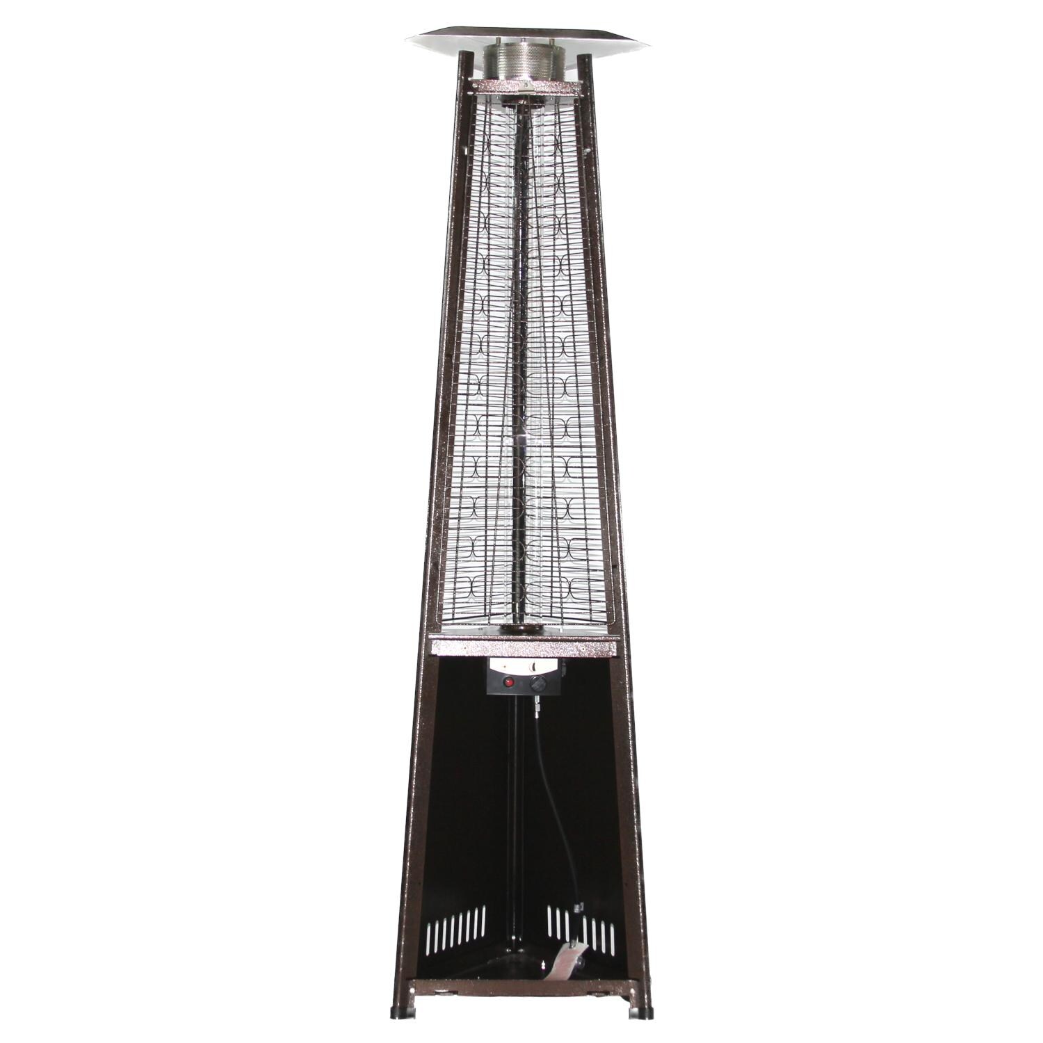 RADtec PYR-ABP 93-Inch Pyramid Flame 41,000 BTU Propane Patio Heater - Antique Bronze - Bottom Panel Open thumbnail