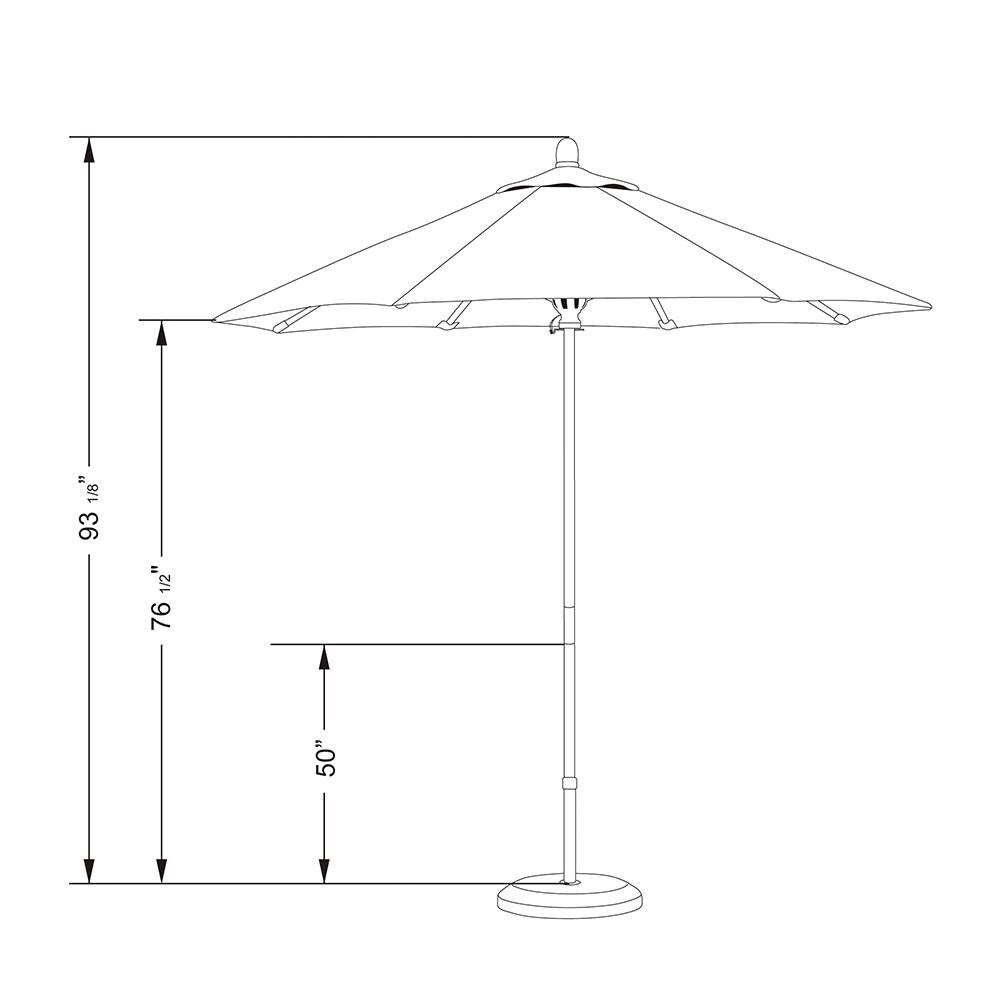 California Umbrella Grove Series 7.5 Ft Octagonal Hardwood Patio Umbrella W/ Push Lift - Line Drawing thumbnail