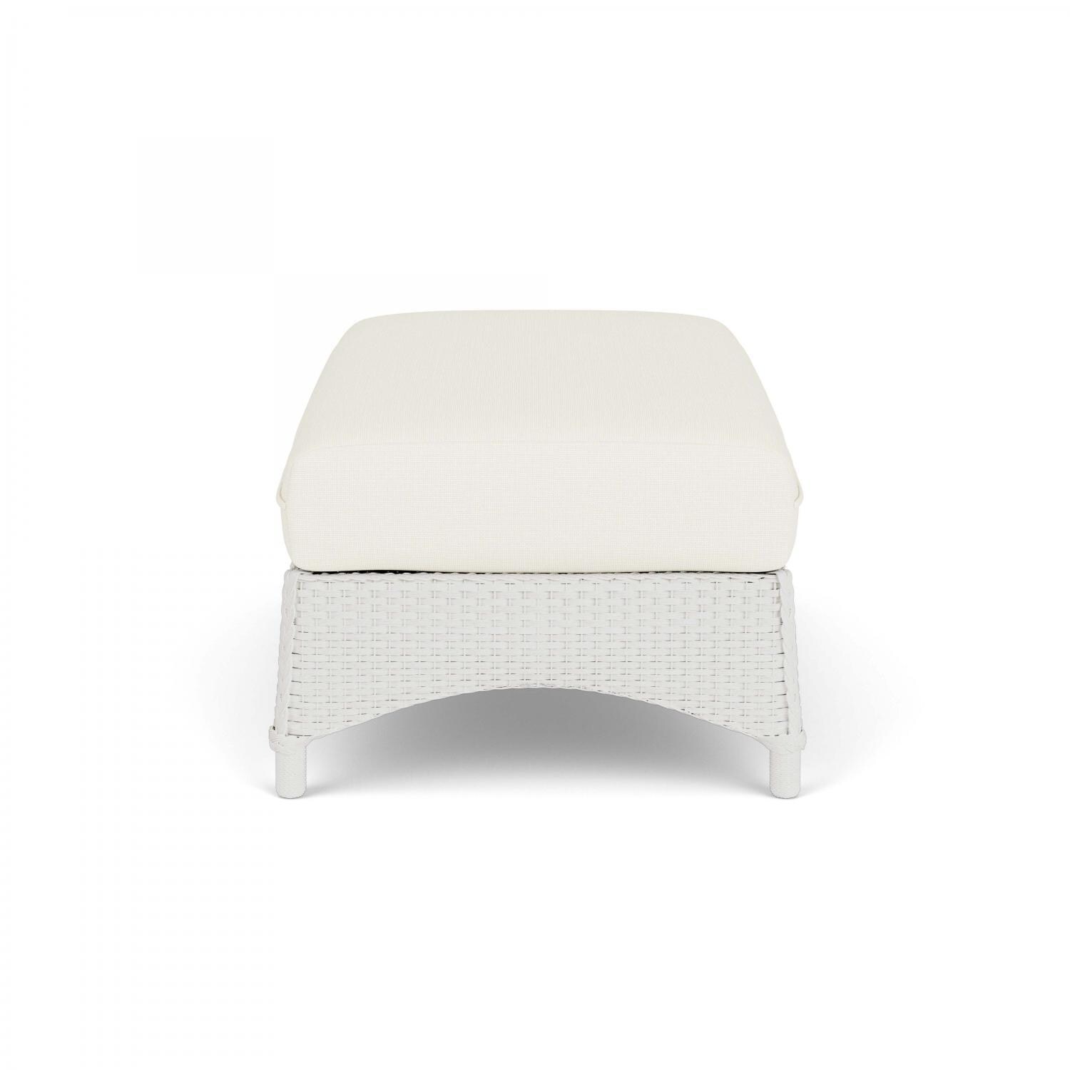 Lloyd Flanders Mandalay Large Ottoman in Matte White Finish with Sailcloth Salt fabric - Side thumbnail