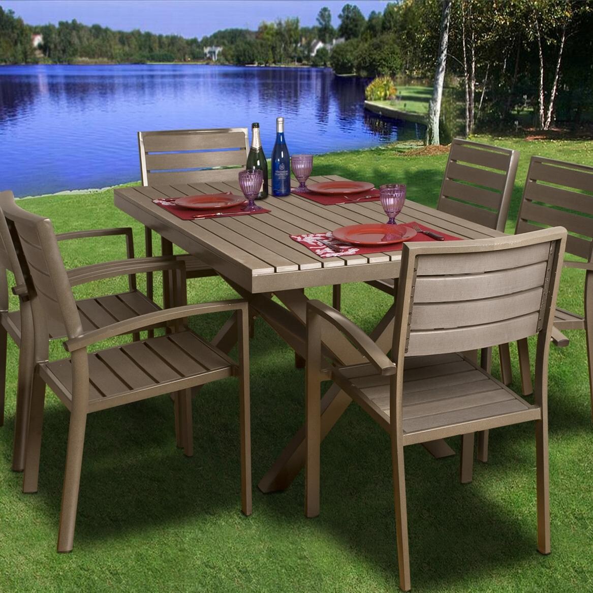 Atlantic Glasgow 6 Person Recycled Plastic Patio Dining Set With Atlantic Glasgow 6 Person Recycled Plastic Patio Dining Set With Stacking Chairs
