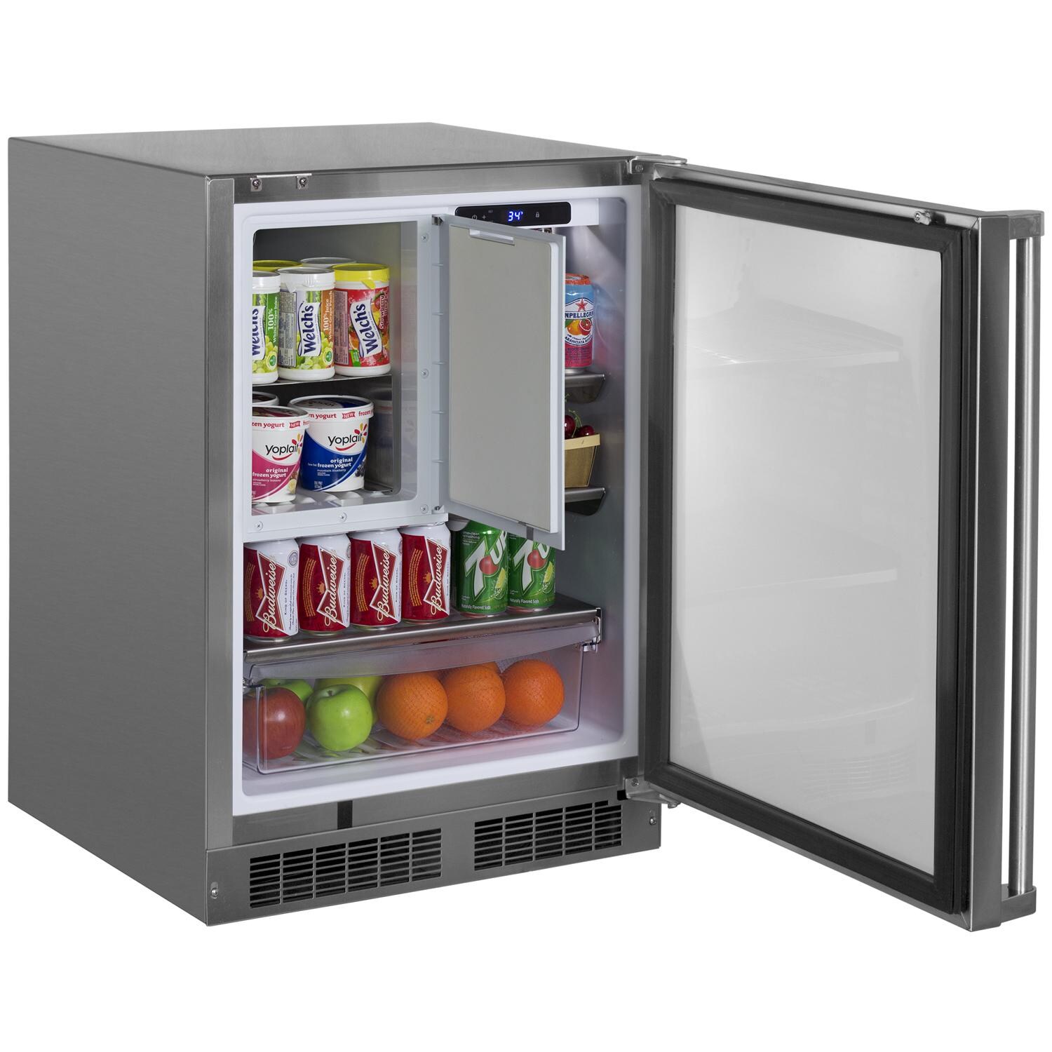 Marvel MORF224SS31A 24-Inch Outdoor Rated Compact Refrigerator With Freezer - Stainless Steel - Interior View thumbnail