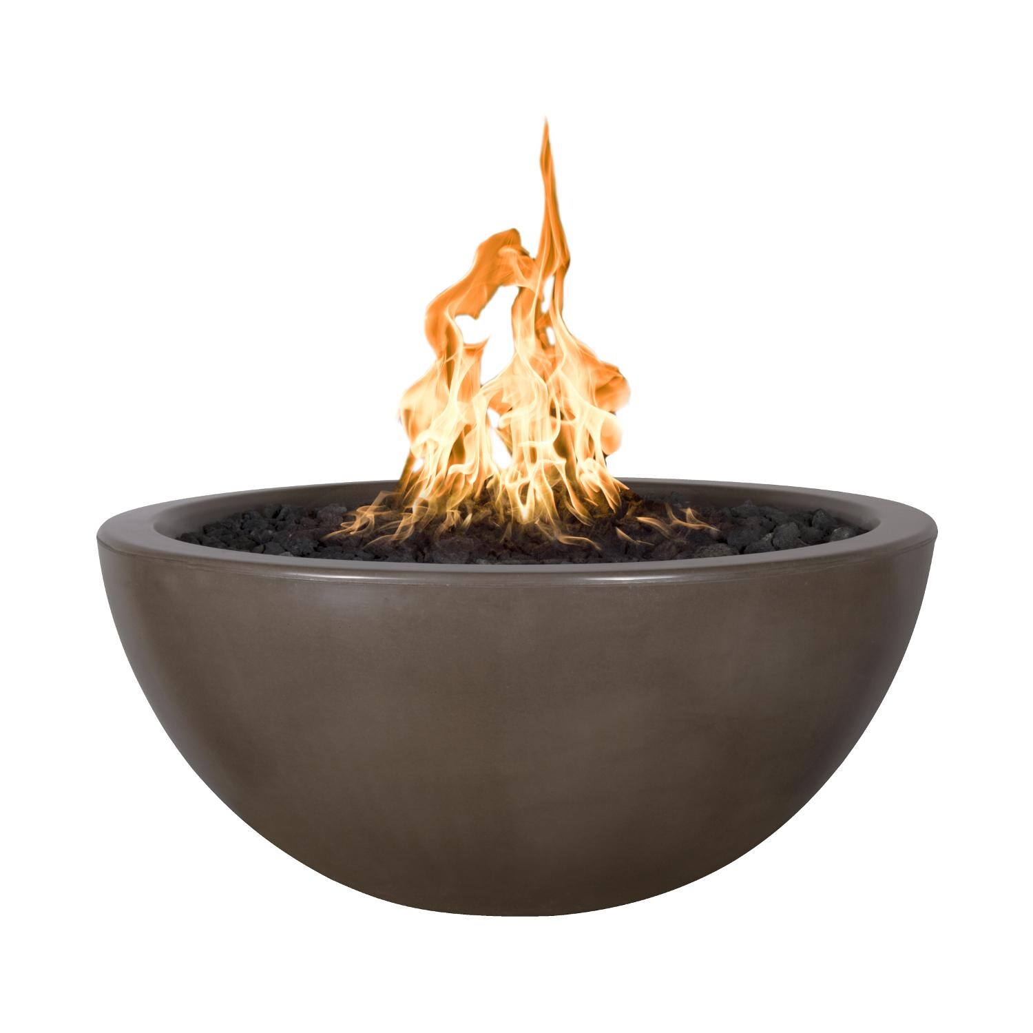 Luna 38-in Round GFRC Natural Gas Fire Pit in Chocolate by The Outdoor Plus