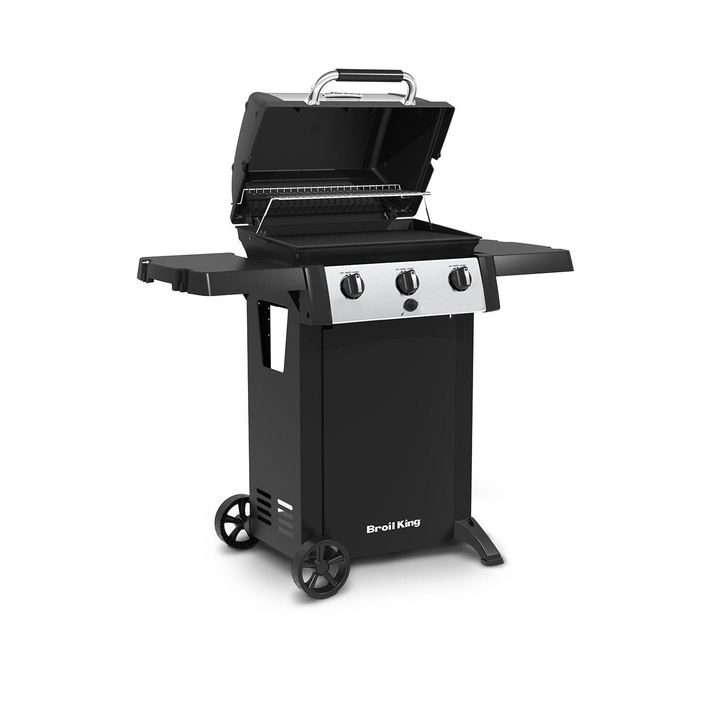 Broil King 814154 21 Inch Gem 310 Propane Gas Grill - Lid Up - White Background thumbnail