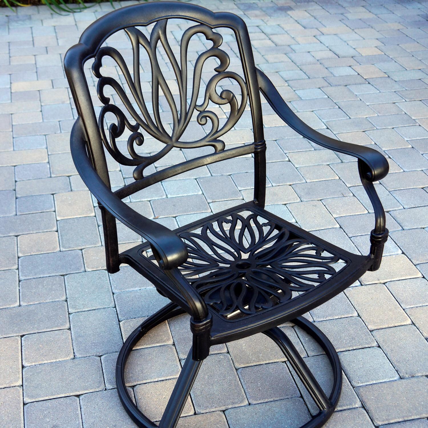 Elisabeth Cast Aluminum Patio Swivel Rocker Dining Chair W/ Sesame Cushion By Darlee - Frame thumbnail