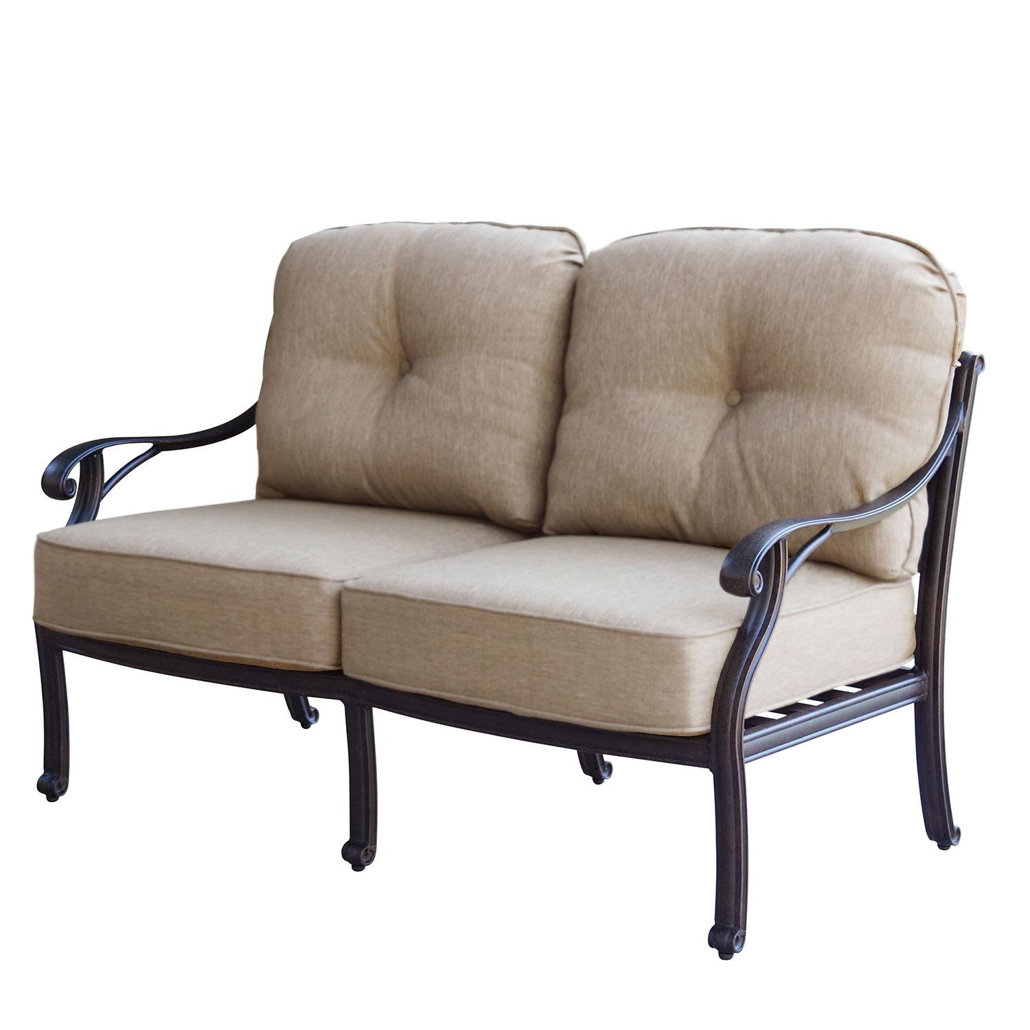 Darlee B/DL603-4PC-60BP Nassau 4 Piece Cast Aluminum Patio Conversation Set W/ 42 X 21 Inch Coffee Table & Beige Canvas Cushions - Loveseat thumbnail
