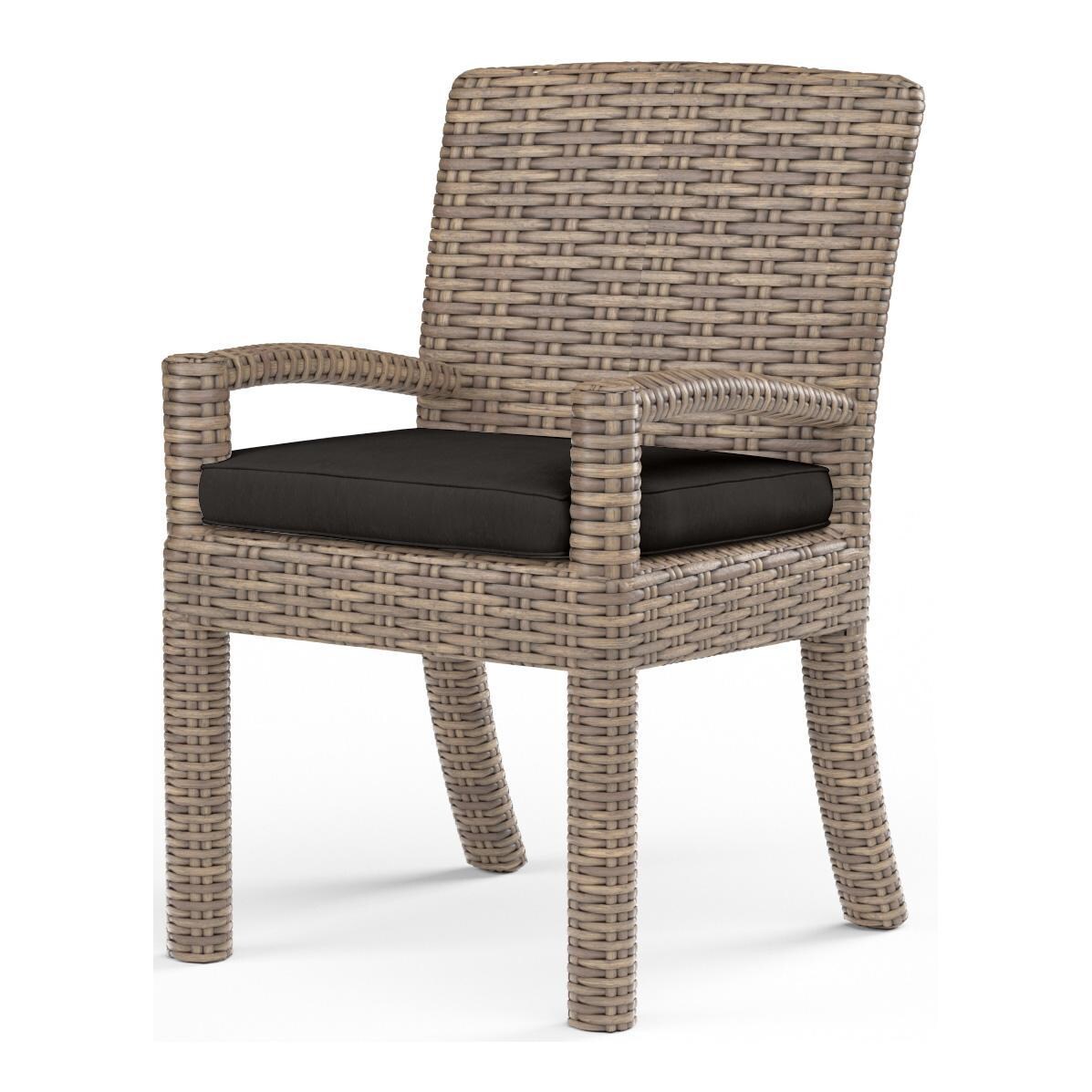 Havana Wicker Dining Arm Chair in Tobacco/Spectrum Carbon by Sunset West - White Background thumbnail