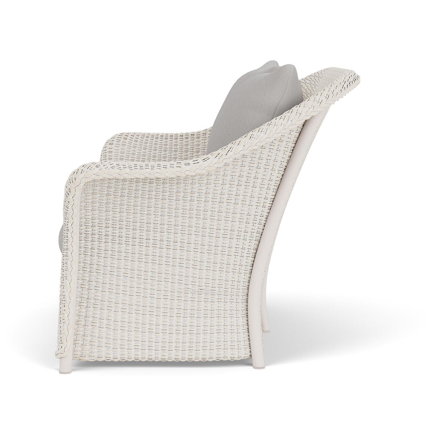 Lloyd Flanders Weekend Retreat Loveseat in Antique White Finish W/ Tundra Dove Fabric - Side thumbnail