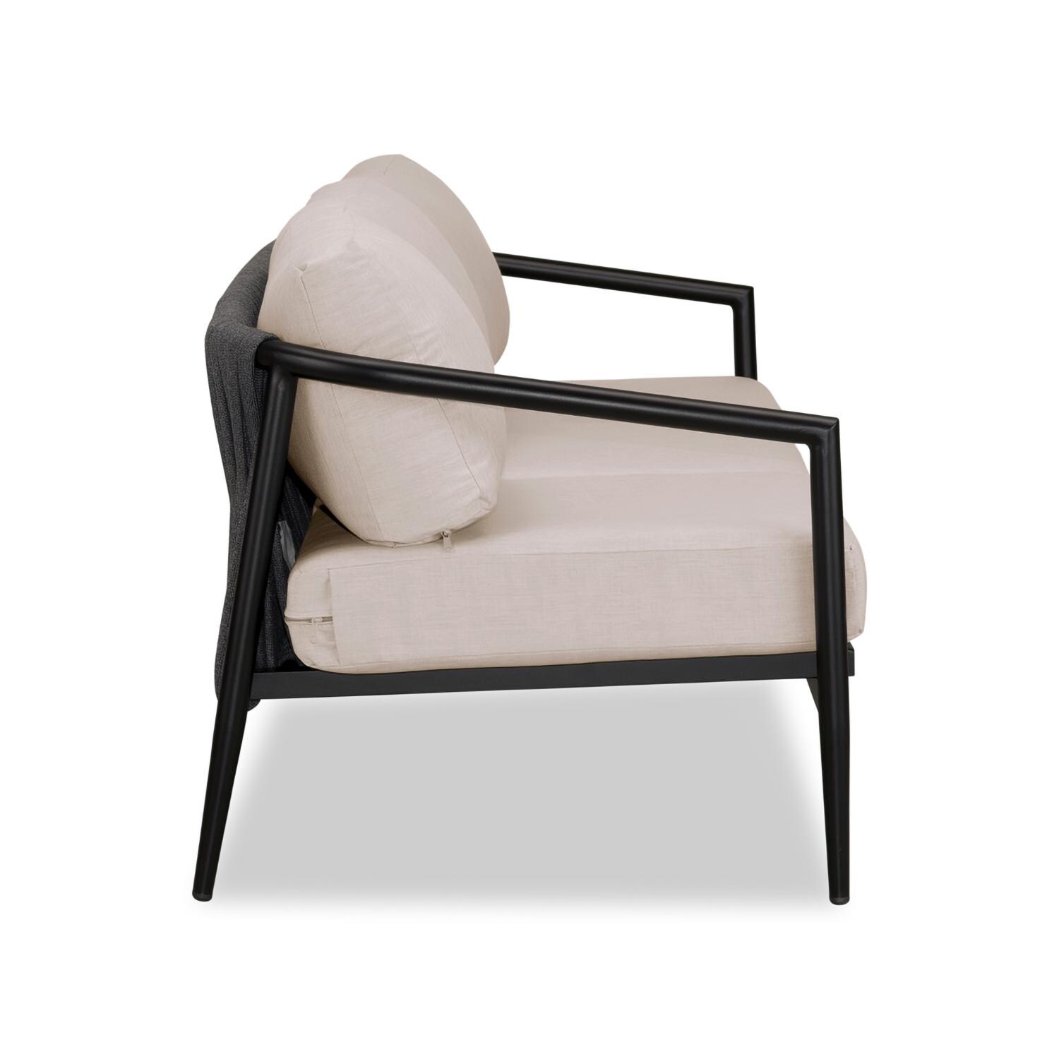 Lakeview Midnight Cove 3 Person Aluminum Sofa in Black/Carbon/Cast Silver - Side - White Background