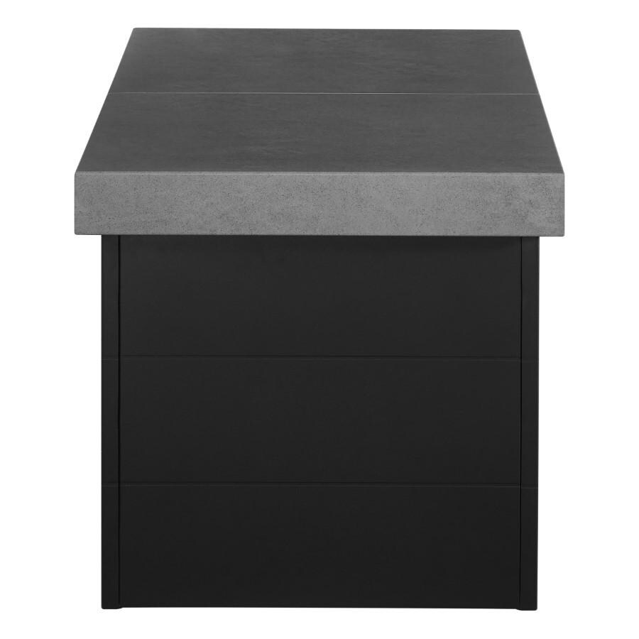 Plank and Hide 24 Inch x 48 Inch Rectangle Functional Fire Pit in Black Iron - Concrete 90007-BLA-1-CON-1 - Closed Long View thumbnail