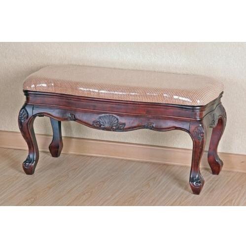 International Caravan Carved Wood Vanity Bench