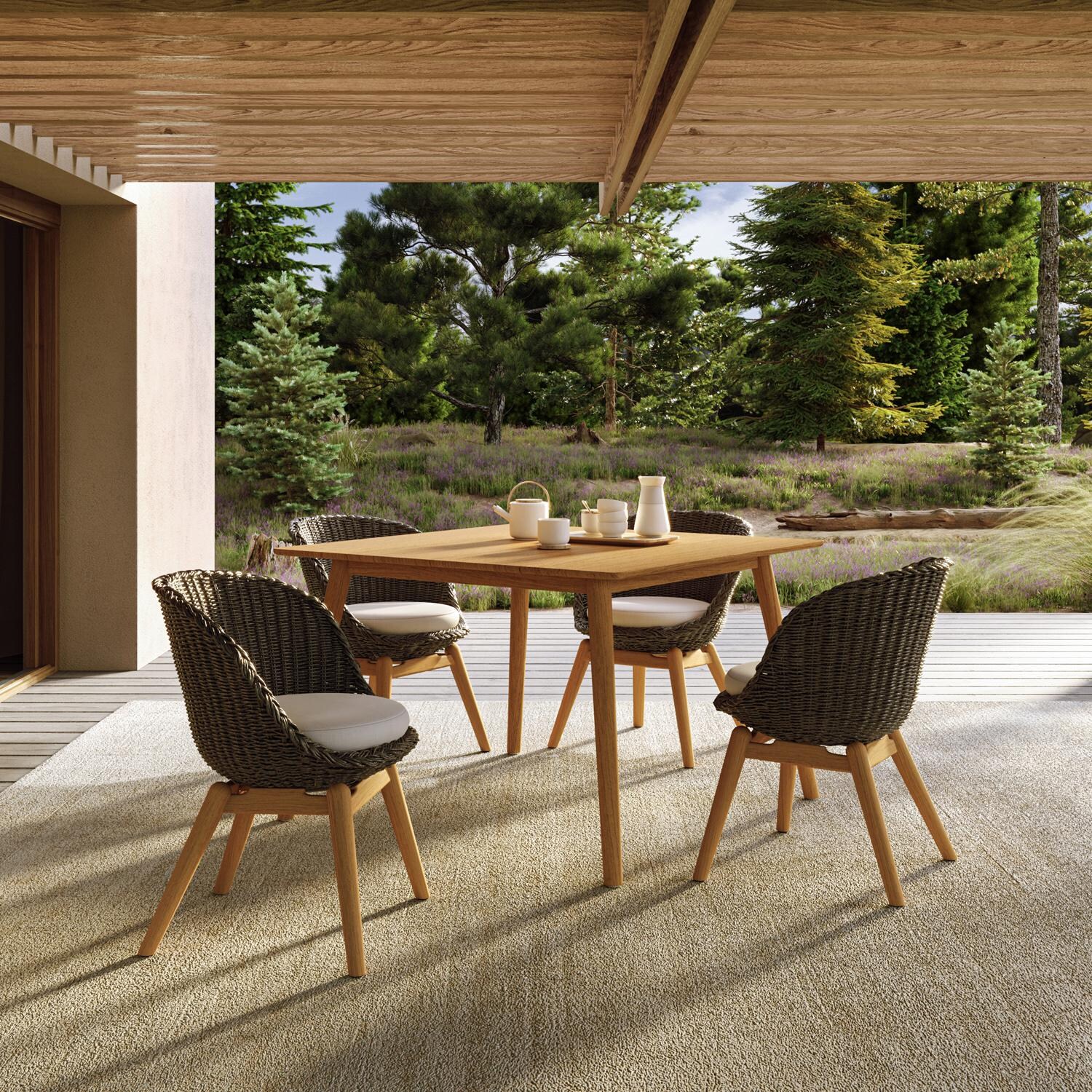 Oxford Garden Tulle Wicker & Natural Teak Dining Chair in Shadow/Bliss Linen - Veranda thumbnail