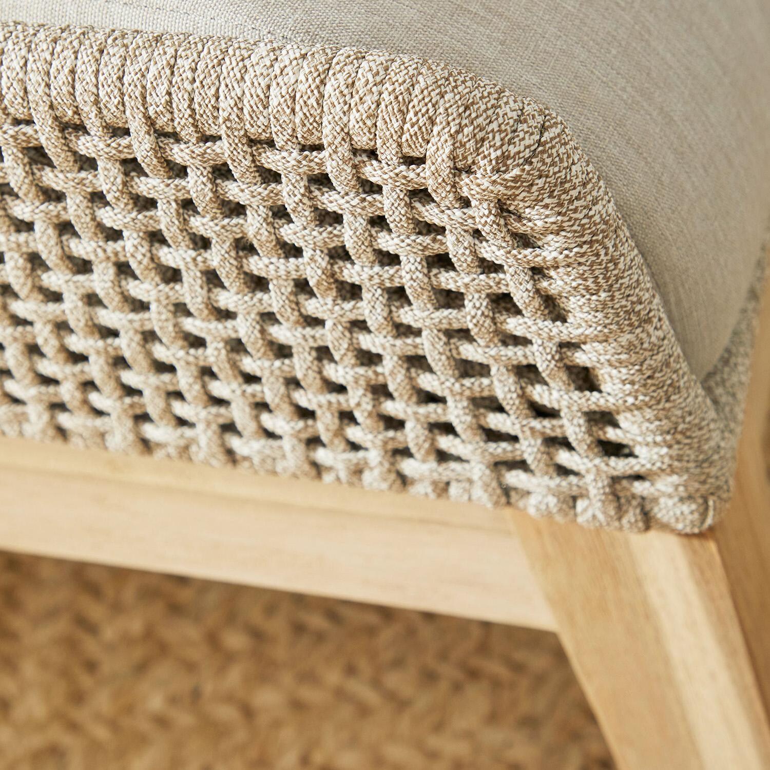 Cocoa Way Woven Rope Footstool in Taupe & White Flat Rope By Lakeview - Rope Detail thumbnail