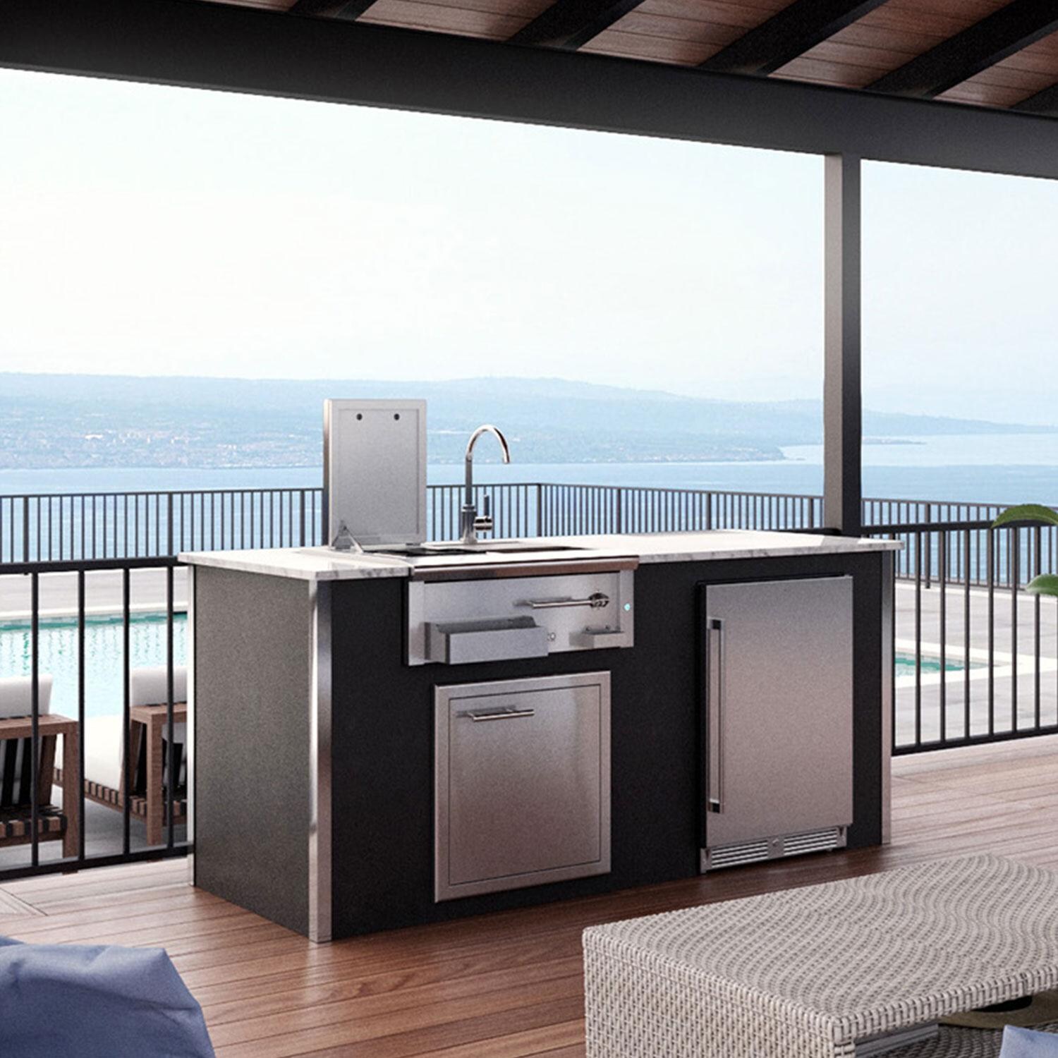 XO Appliance XOG30BARPRO Pro-Grade 30-Inch Outdoor Stainless Steel Cocktail Pro Sink Station - On Prep Station - Lifestyle thumbnail