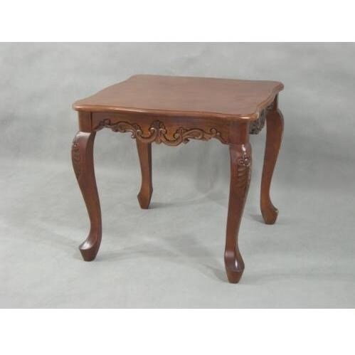 International Caravan Carved Wood 21.5 X 20 End Table (KD)
