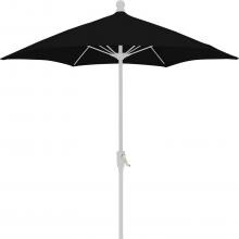 FiberBuilt 7.5 Ft. Aluminum Market Patio Umbrella W/ Crank Lift - White Pole / Black Olefin
