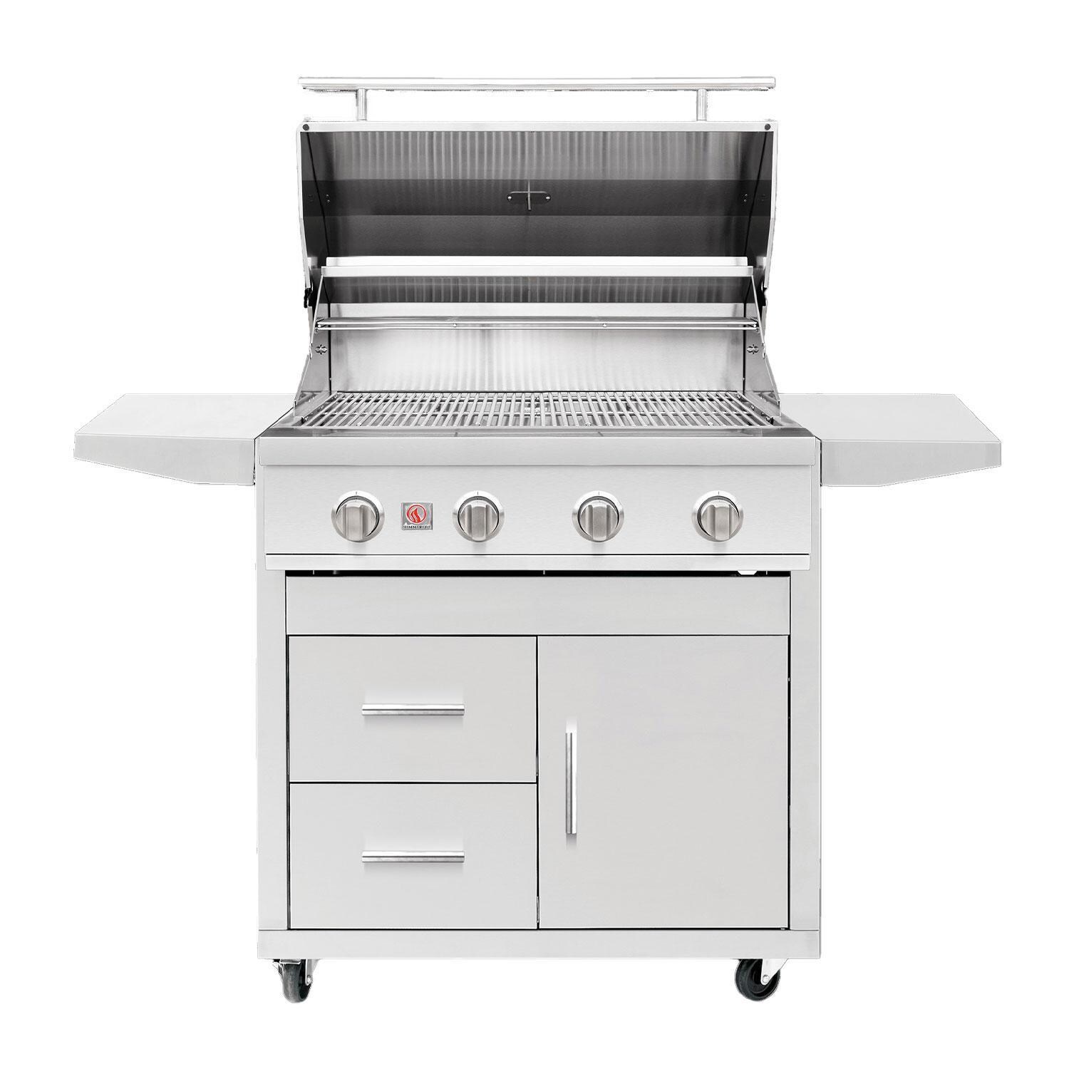 Summerset Sizzler Pro 32-in 4 Burner Freestanding Propane Grill w/ Rear Infrared Burner - Open - White Background
