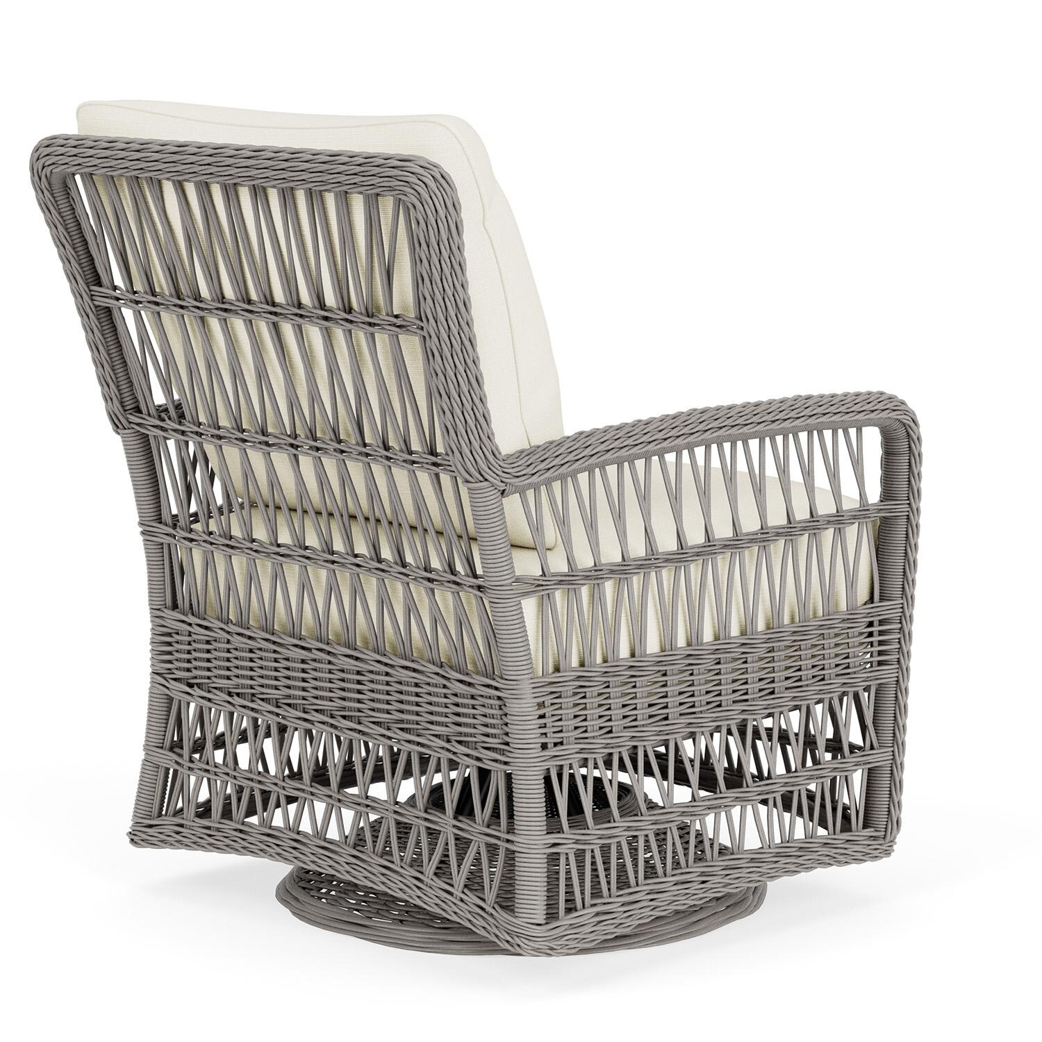 Lloyd Flanders Mackinac Swivel Glider Lounge Chair in Putty Finish with Sailcloth Salt fabric - Rear Right thumbnail