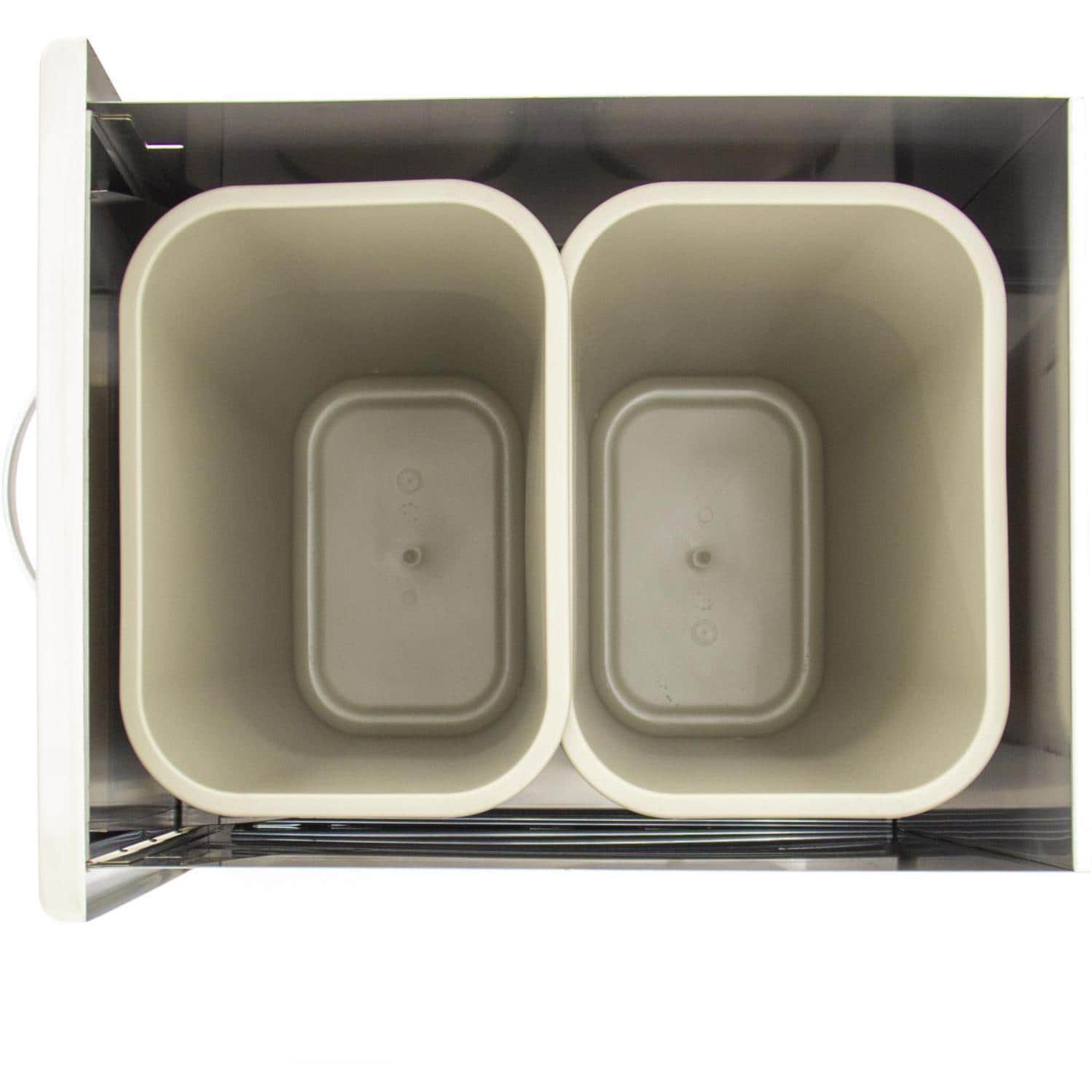 Blaze BLZ-TREC-DRW-H 20-Inch Roll-Out Stainless Steel Double Trash / Recycling Bin - Top View - White Background thumbnail