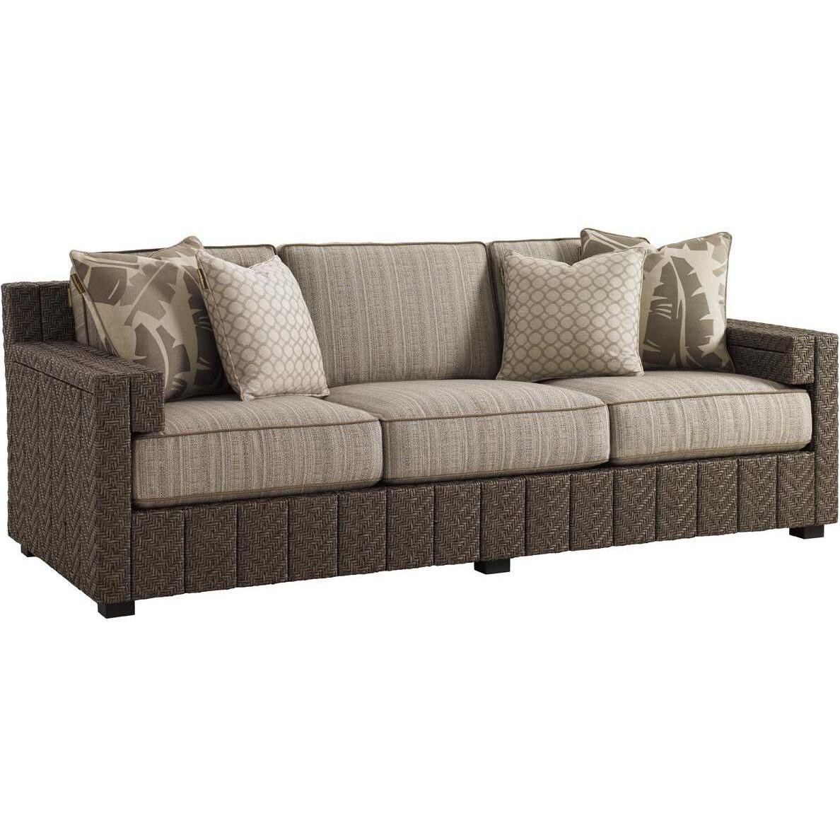 Tommy Bahama 3230-33B Blue Olive Wicker Patio Sofa - Front thumbnail