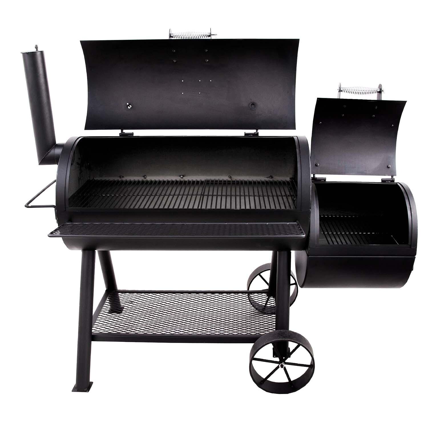 Oklahoma Joe's 13201747-50 Longhorn Offset Smoker - Lid Open - White Background thumbnail