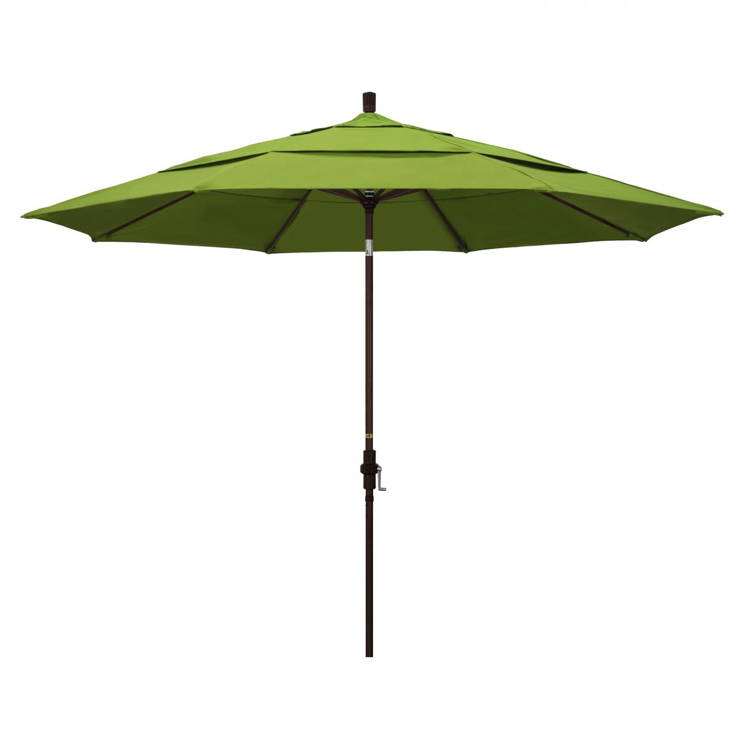 California Umbrella 11 Ft Octagonal Aluminum Collar Tilt Patio Umbrella W/ Crank Lift & Aluminum Ribs - Bronze Frame / Sunbrella Canvas Macaw Canopy thumbnail