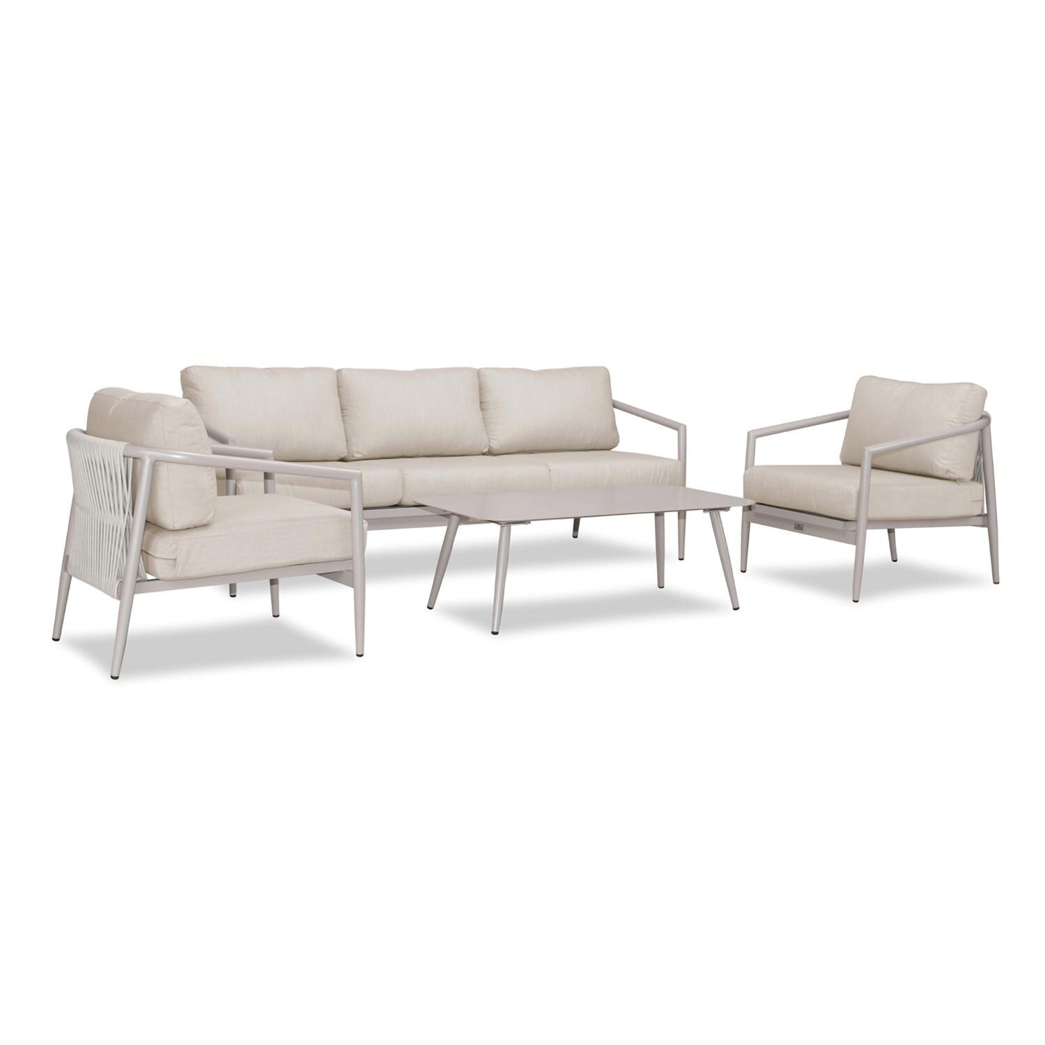Lakeview Midnight Cove 4 Pc Aluminum Sofa Seating Set in Urban Stone/Carrera/Cast Silver - Angled - White Background thumbnail