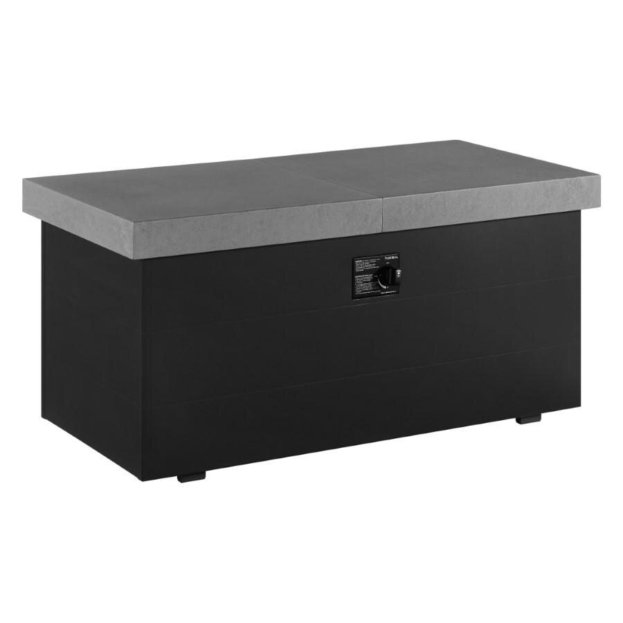Plank and Hide 24 Inch x 48 Inch Rectangle Functional Fire Pit in Black Iron - Concrete 90007-BLA-1-CON-1 - Angled Closed thumbnail