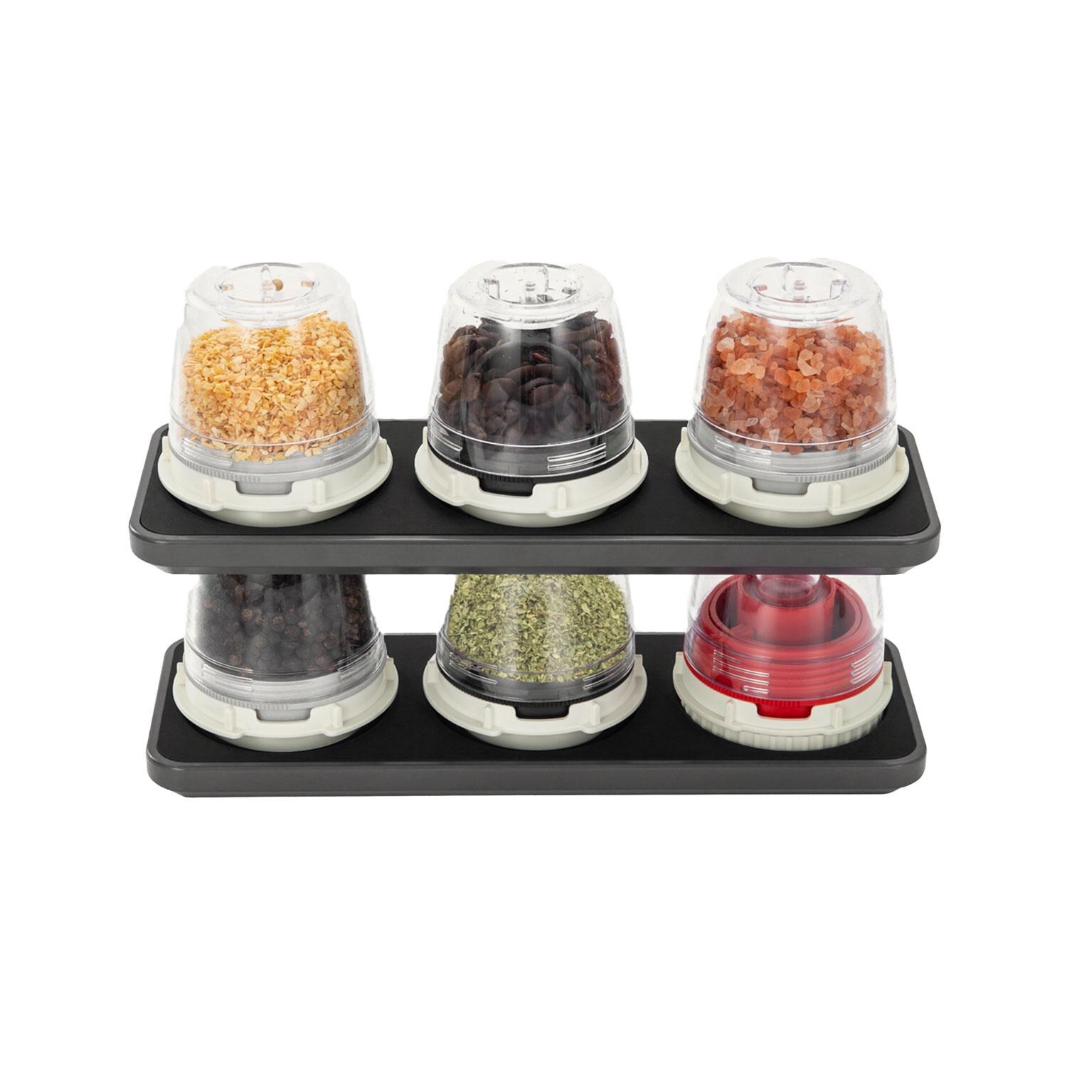 FinaMill FMA103-1SLA Slate Trio Stackable Tray - Stacked (Spices Not Included) - White Background thumbnail
