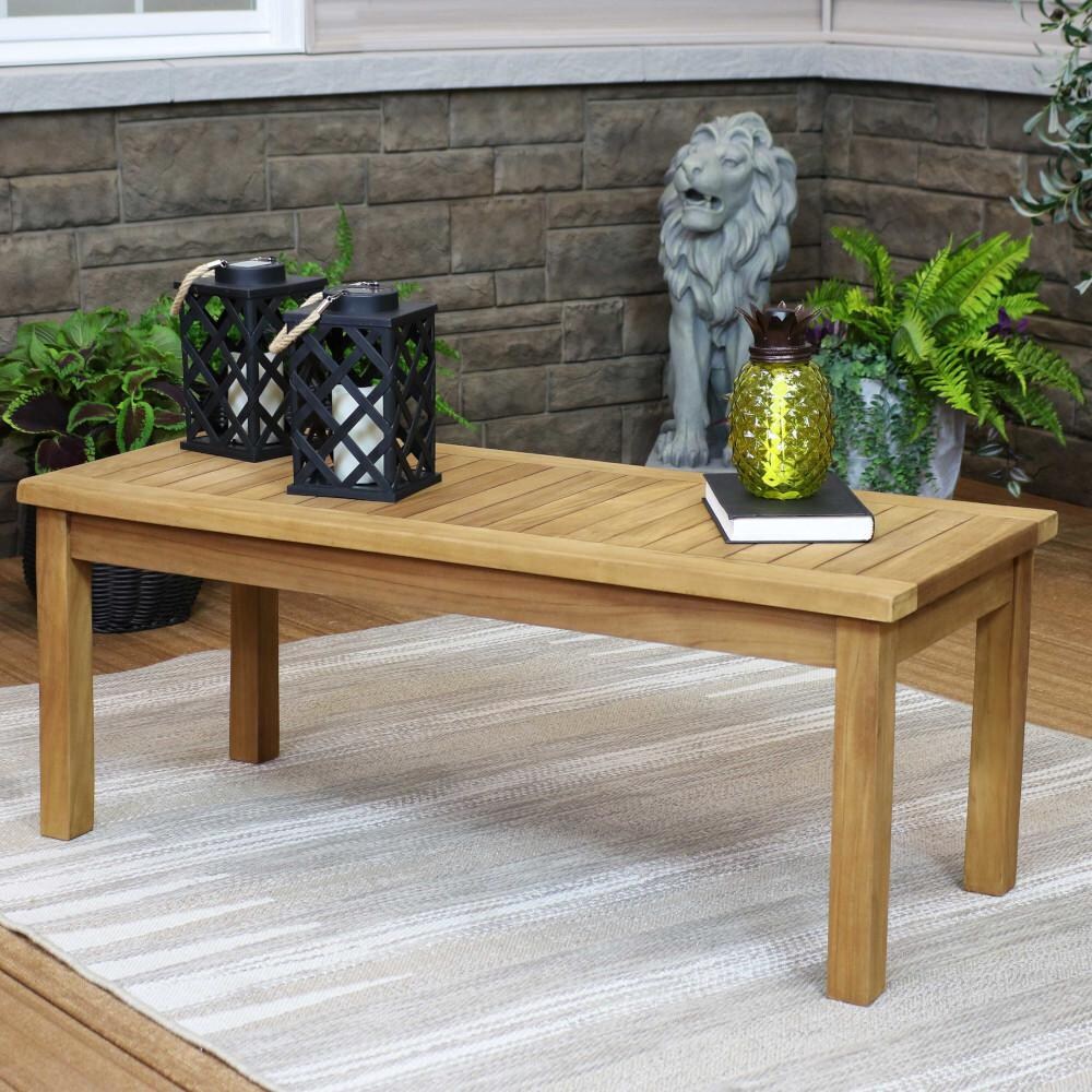 Sunnydaze Decor Wooden Teak Outdoor Coffee Table - Stain Finish - 45-Inch - JVA-339 image
