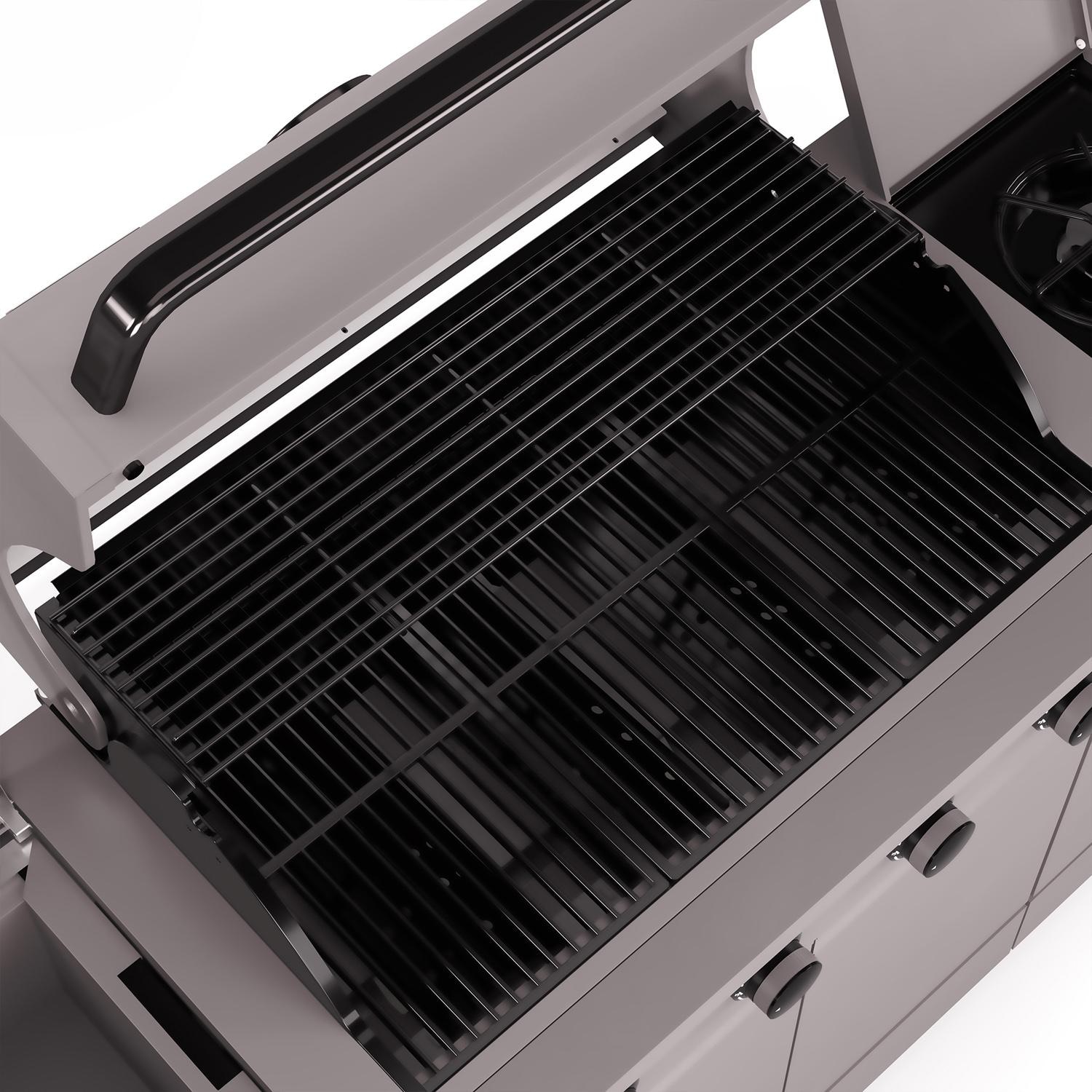 TYTUS TDT-021-0104 Fresno Series Gunmetal Gray & Ash Stacked Stone Propane Grill Island - Grates - Detail thumbnail