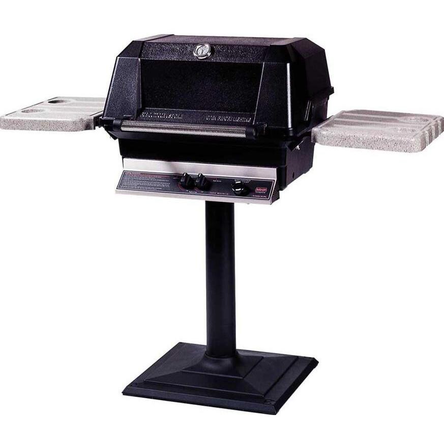 MHP WNK4 Propane Gas Grill With Nu-Stone Shelves And Stainless Grids On Bolt Down Post