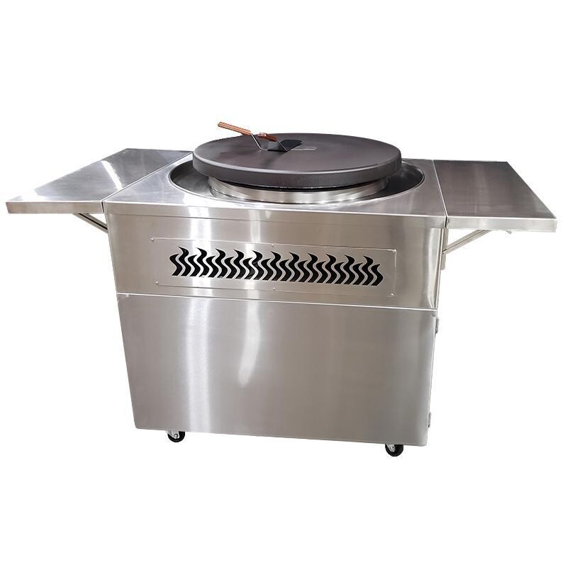 Evo 10-0055-LP Affinity 30G Flattop Propane Gas Grill On Stainless Steel Cart - Back View thumbnail